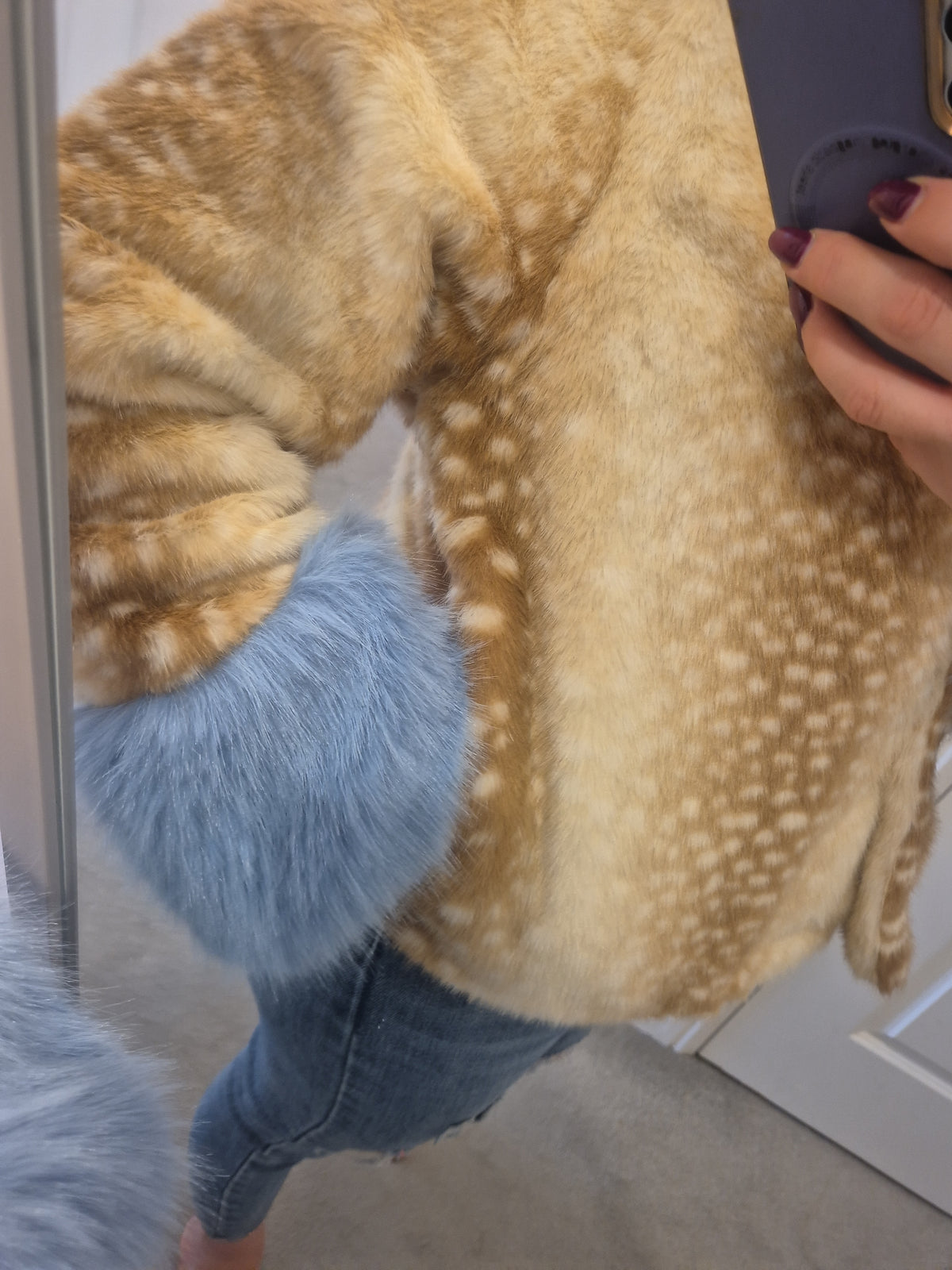 Faux Fur Jacket Blue Sleeves