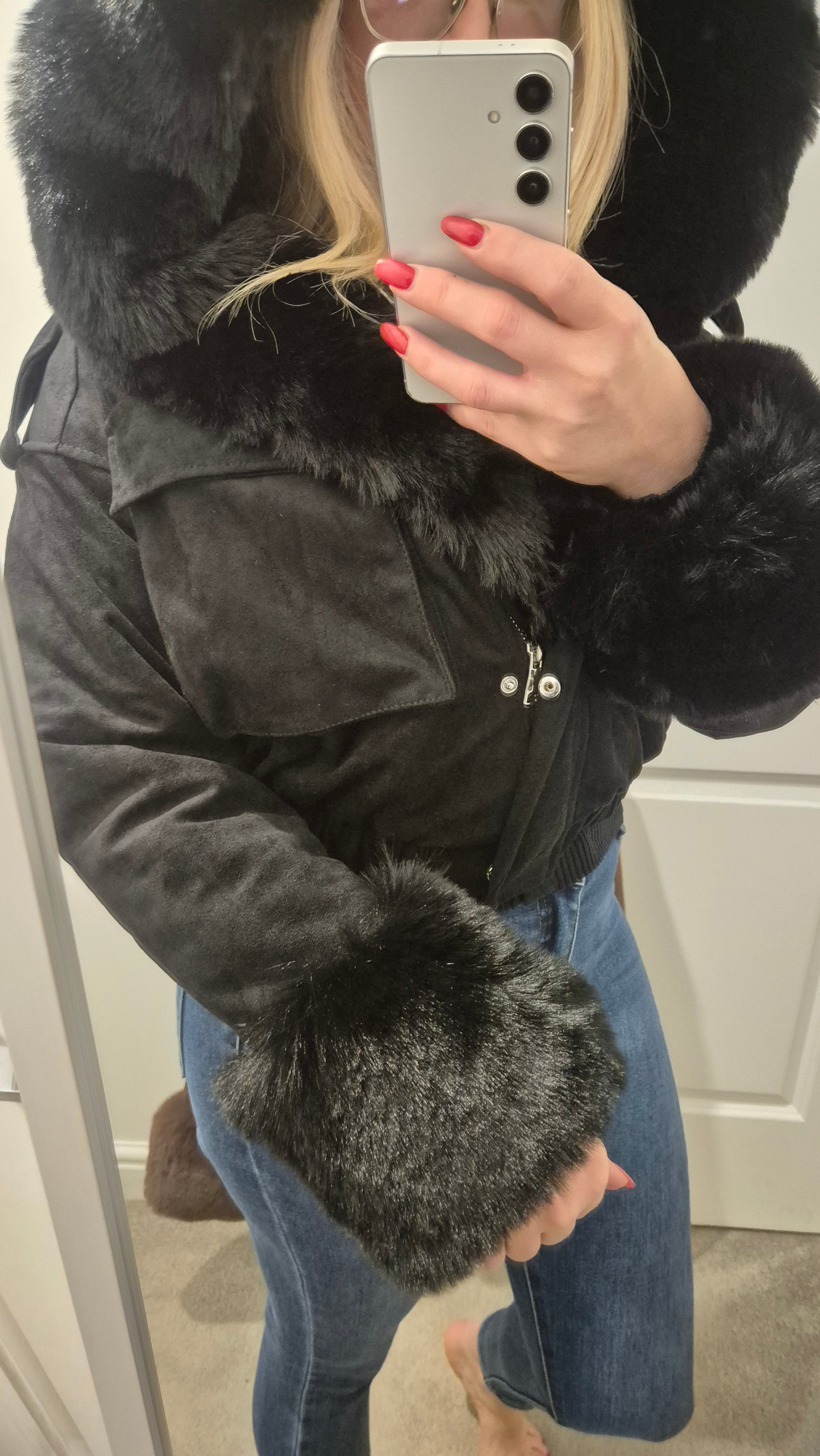 Suede Faux Fur Jacket