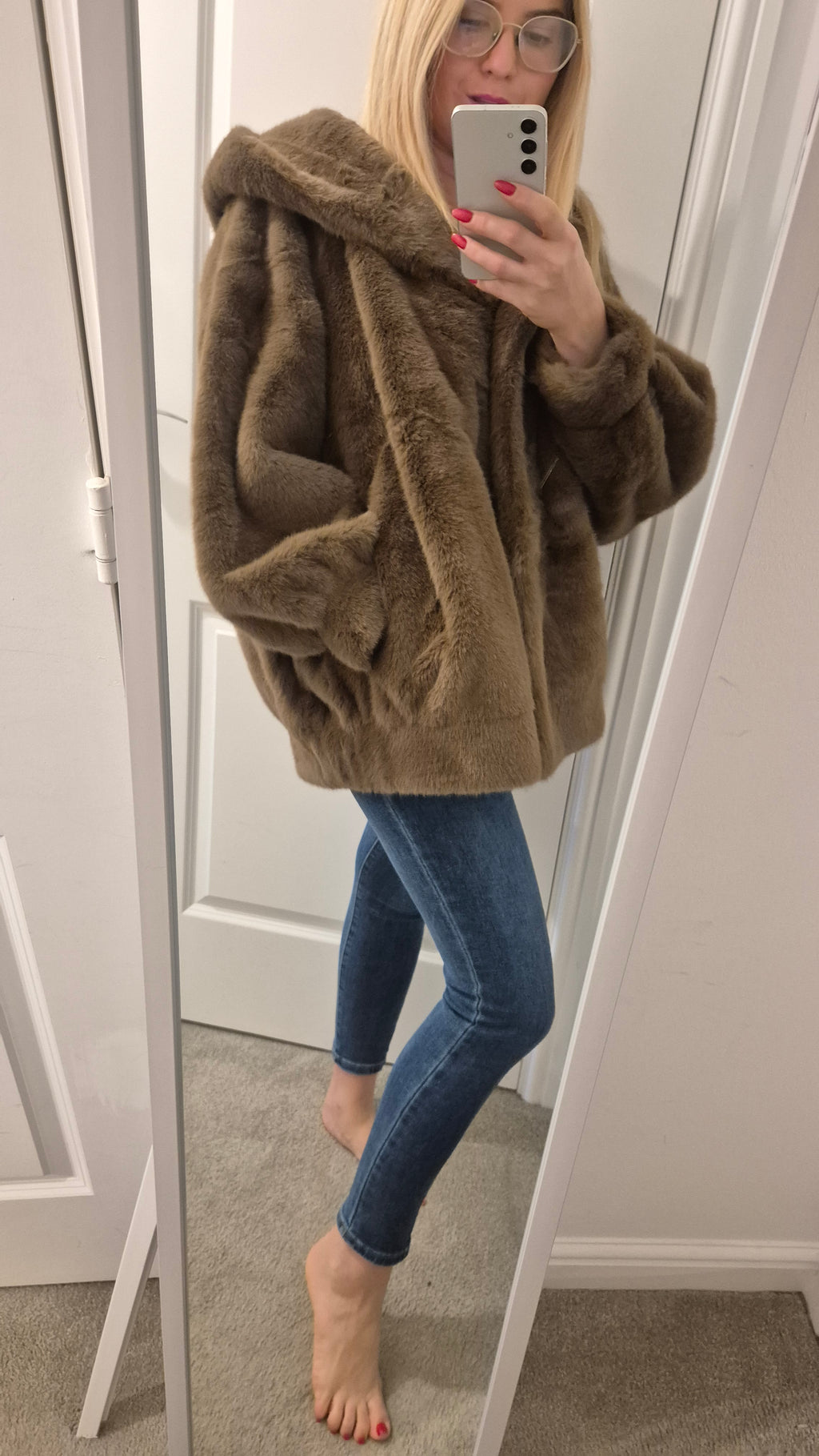 Faux Fur Jacket Chocolate One Size