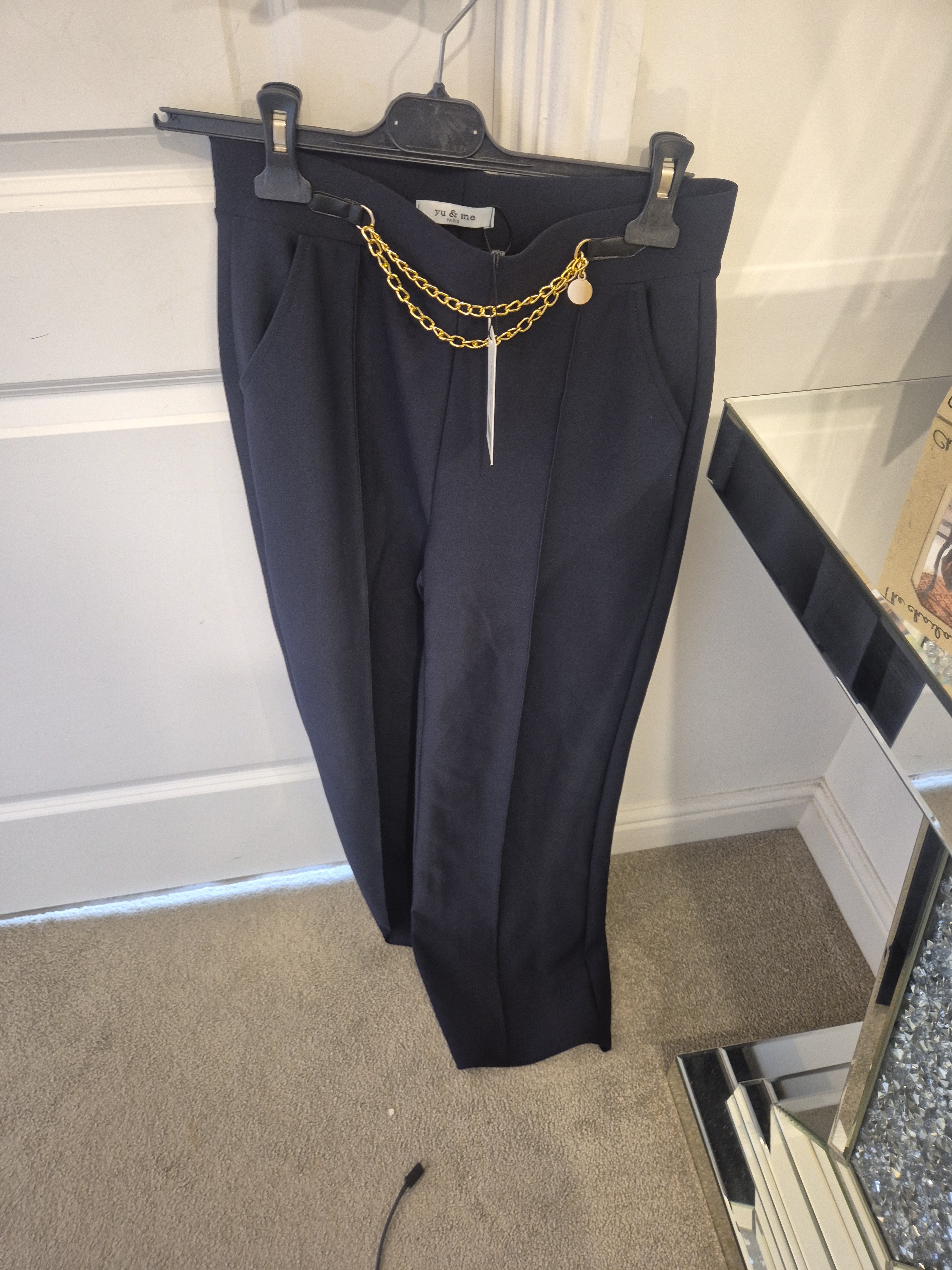 Trouser Chain Detail Navy