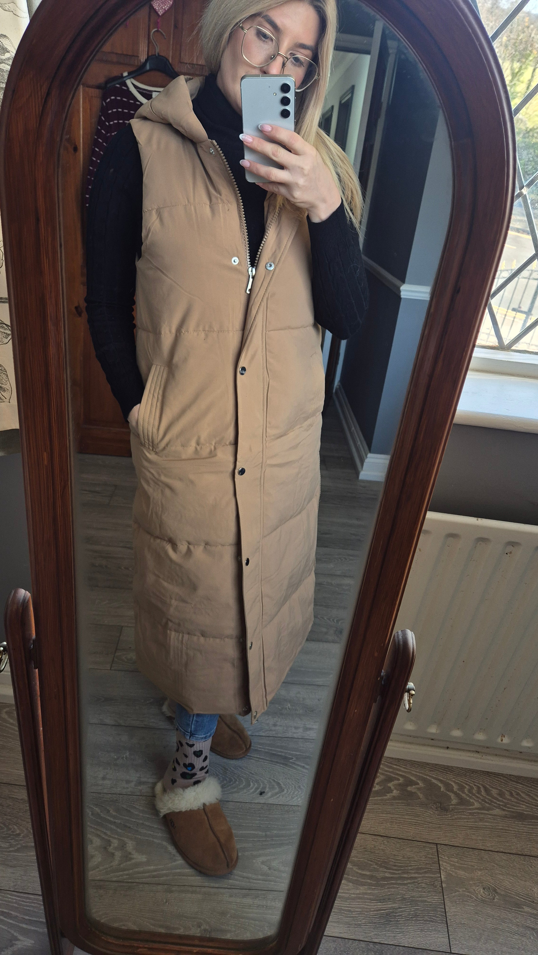 Long Body Warmer Beige