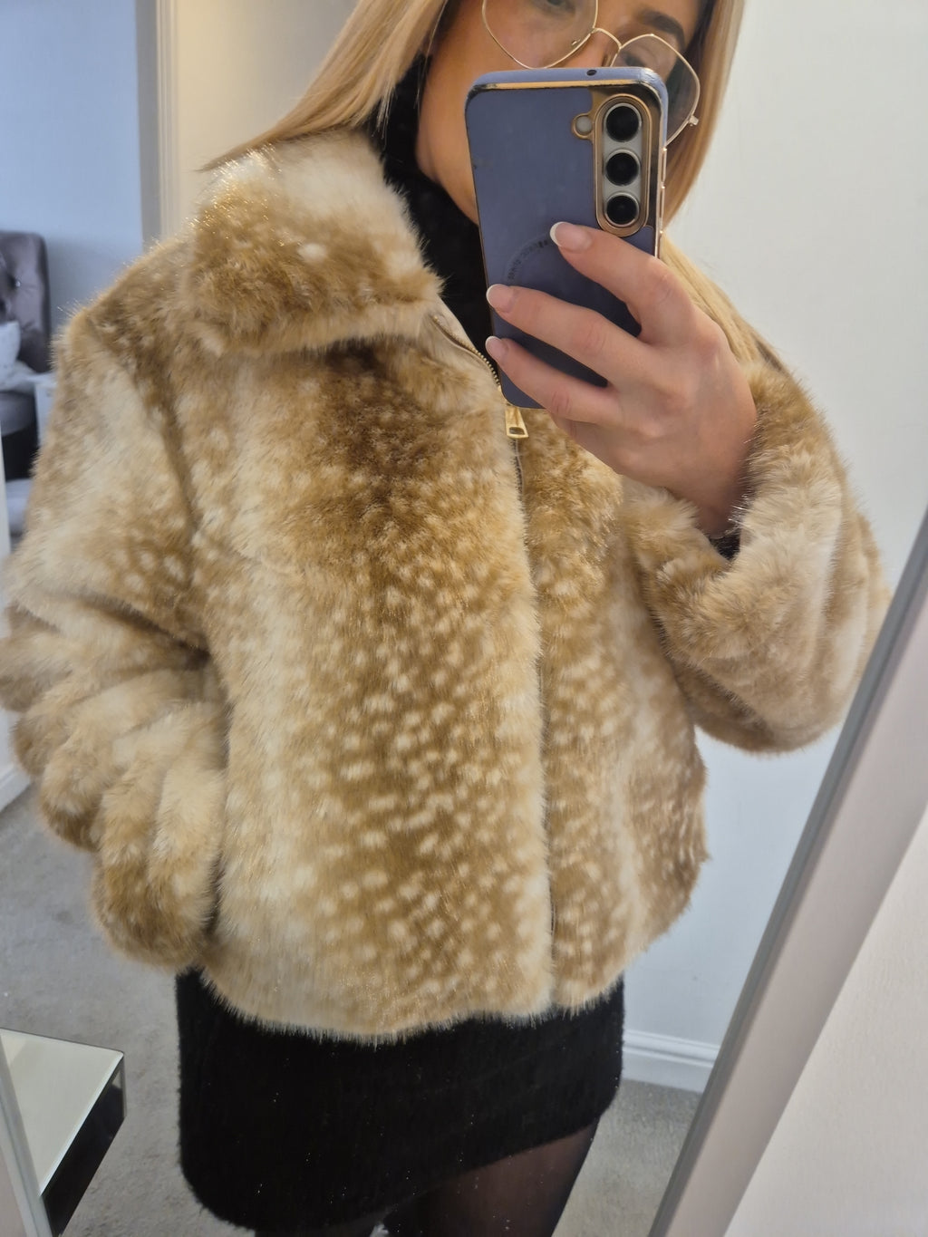 Deer Print Jacket Cream one Size Fits 6-14