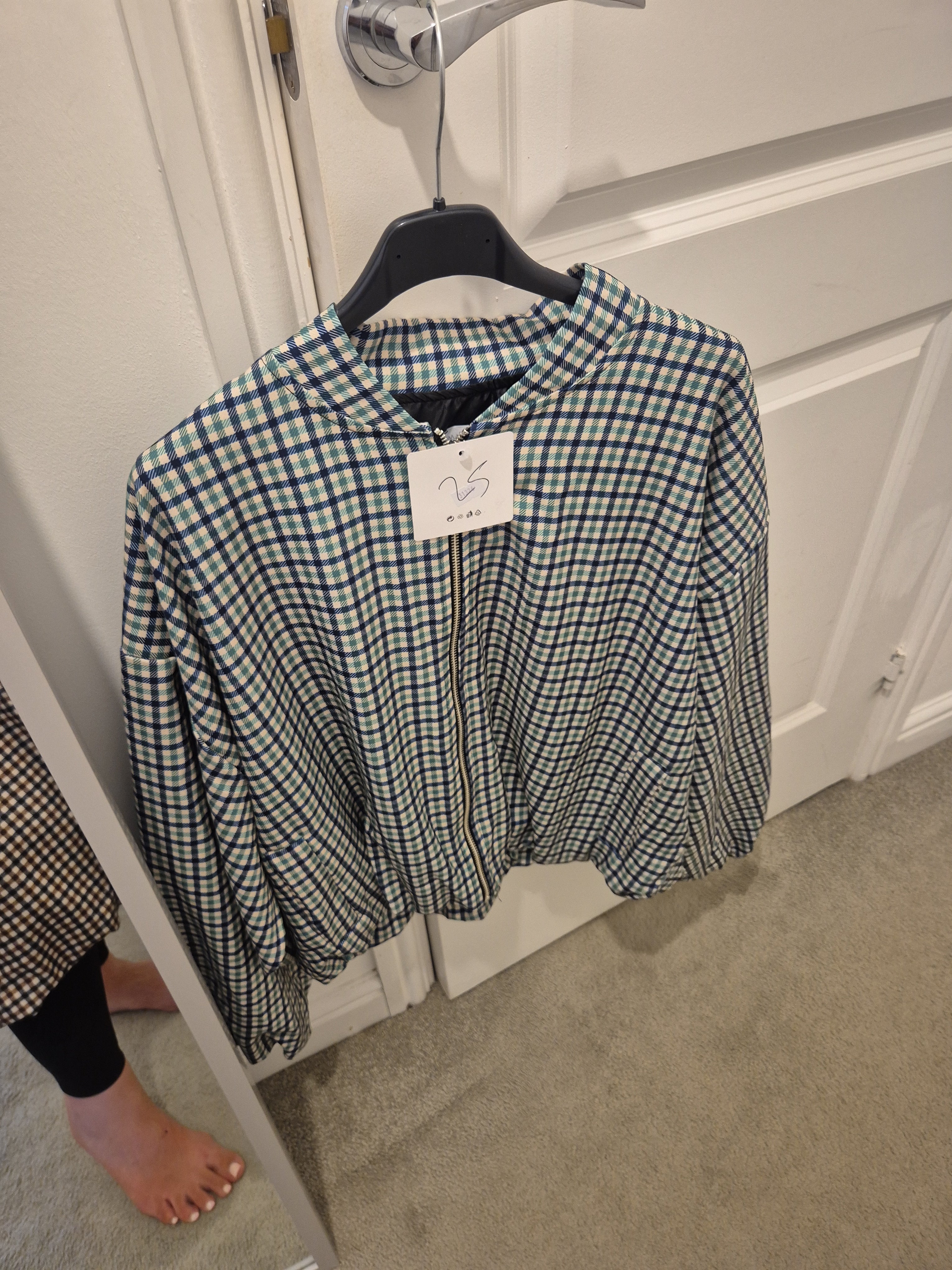 Checked Bomber Jacket One Size
