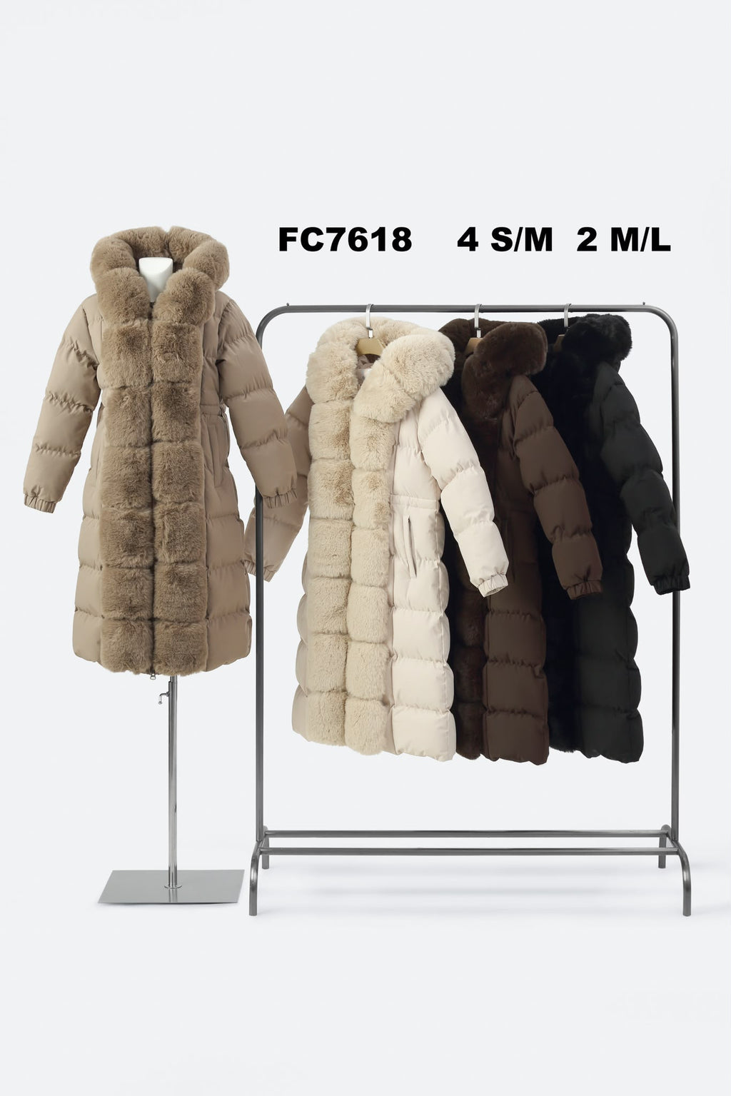 Black Faux Fur Puffer Jacket