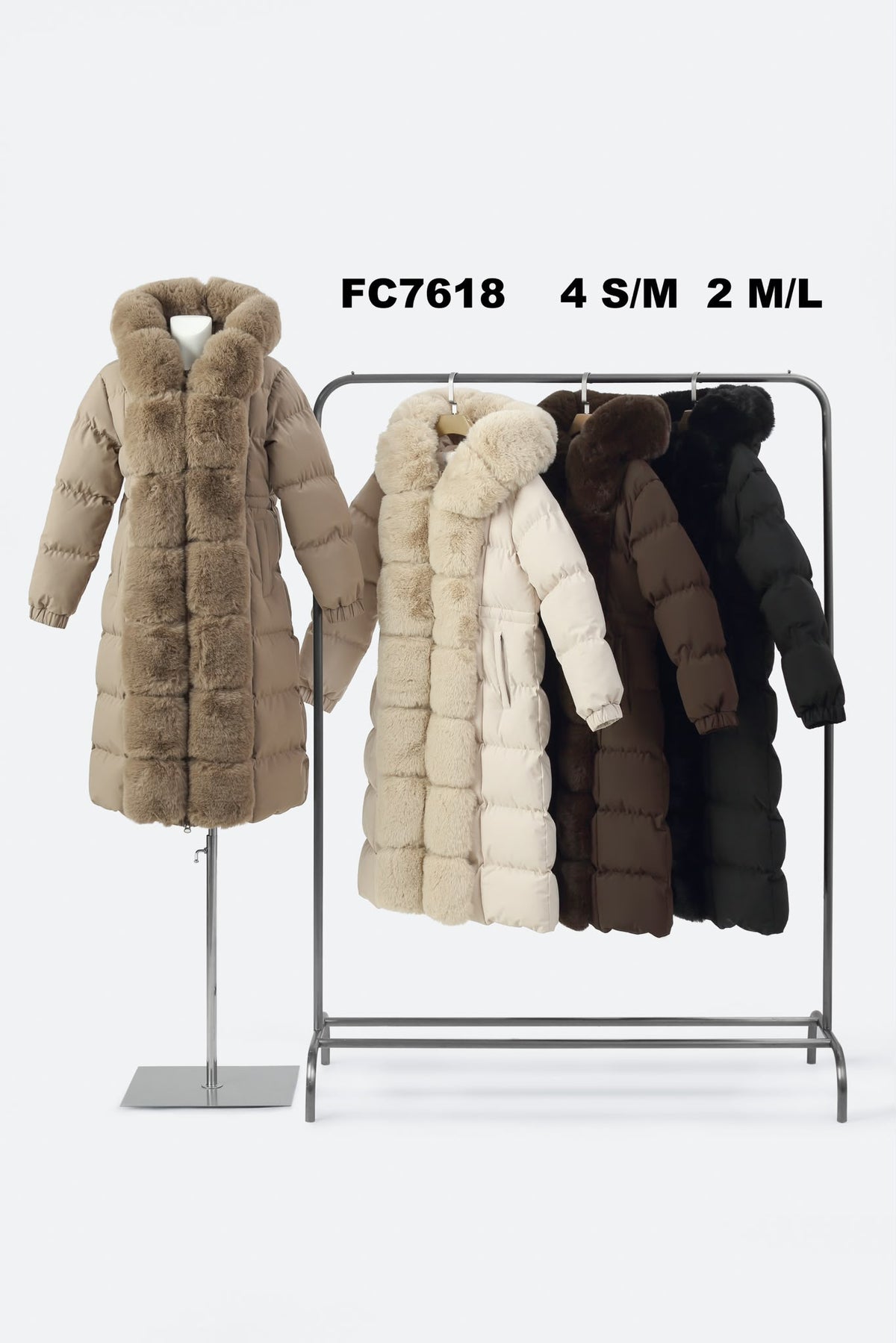Black Faux Fur Puffer Jacket