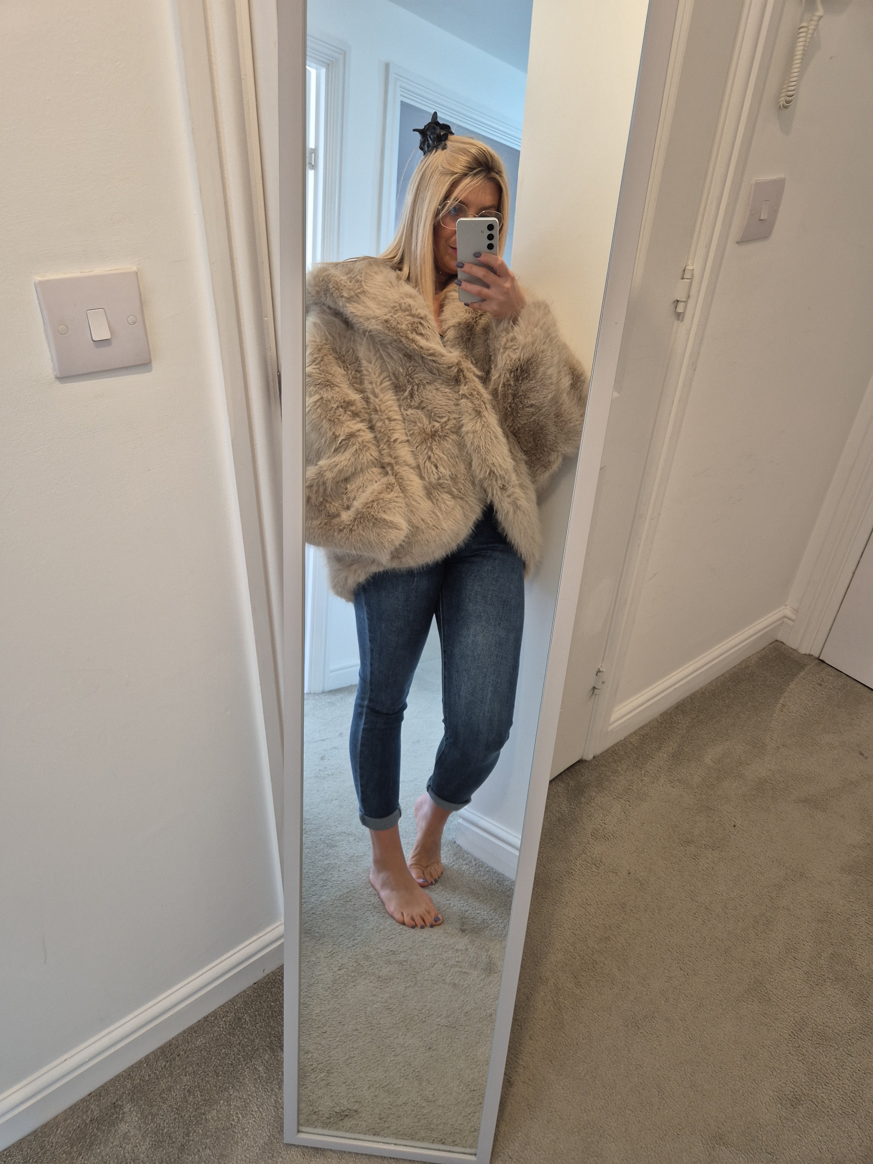 Faux Fur Jacket Beige