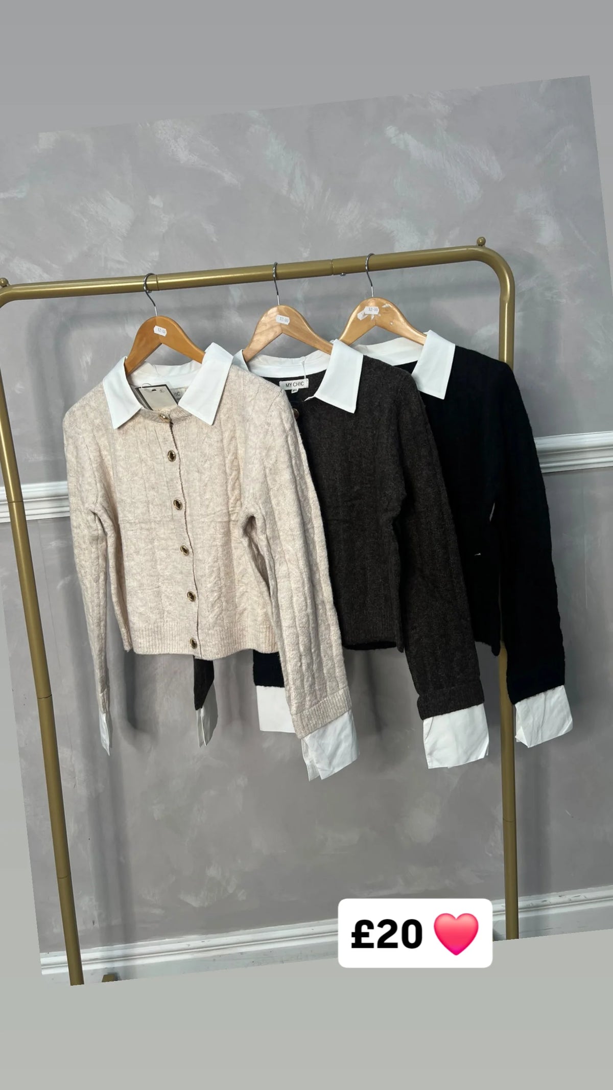 Cardigan With Shirt Insert One Size