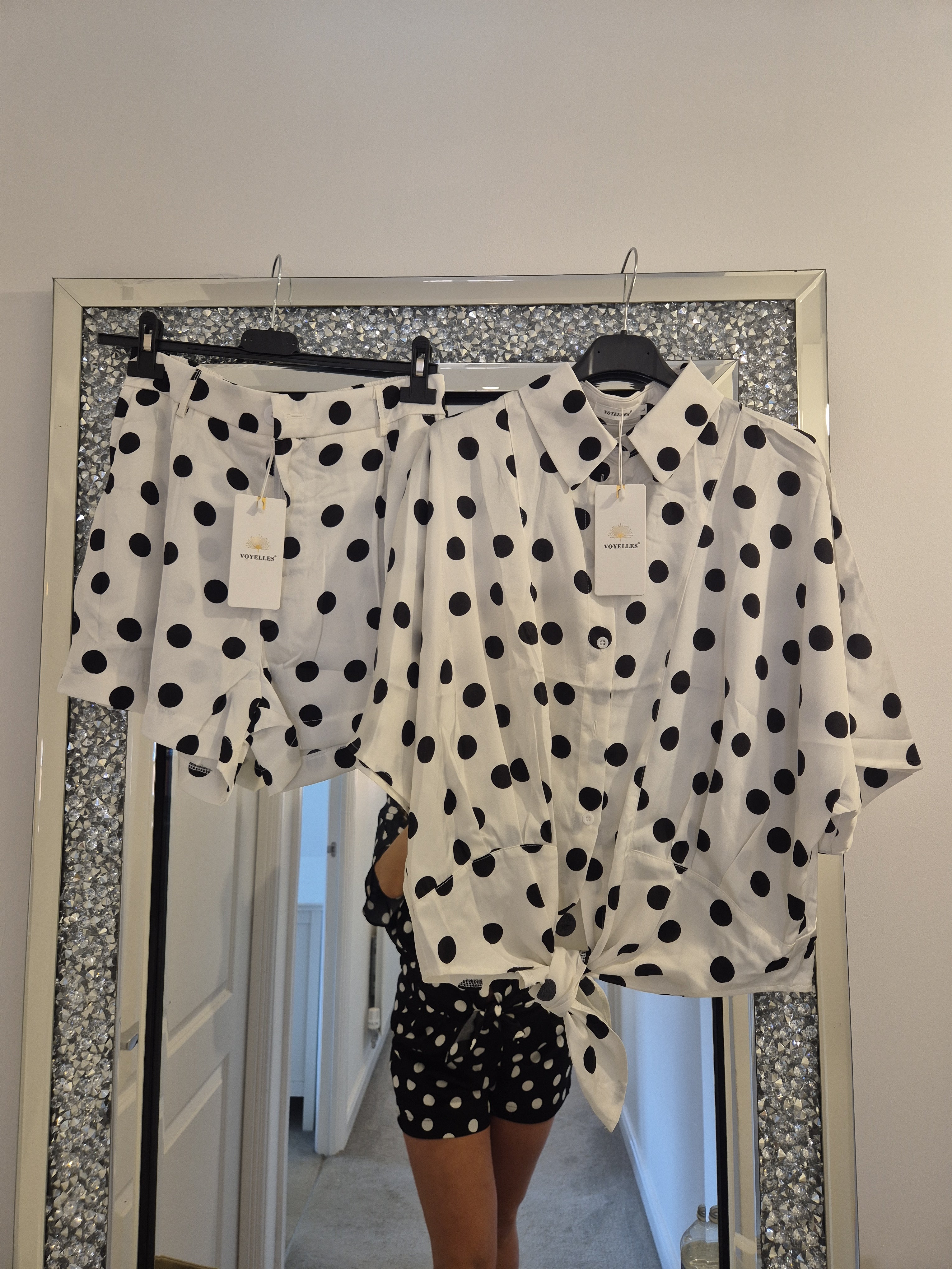 Sammy Polka Dot Short Set White