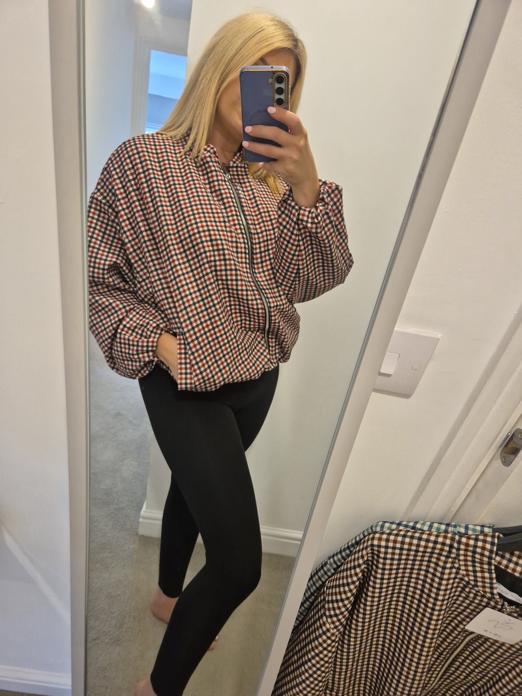 Checked Bomber Jacket One Size
