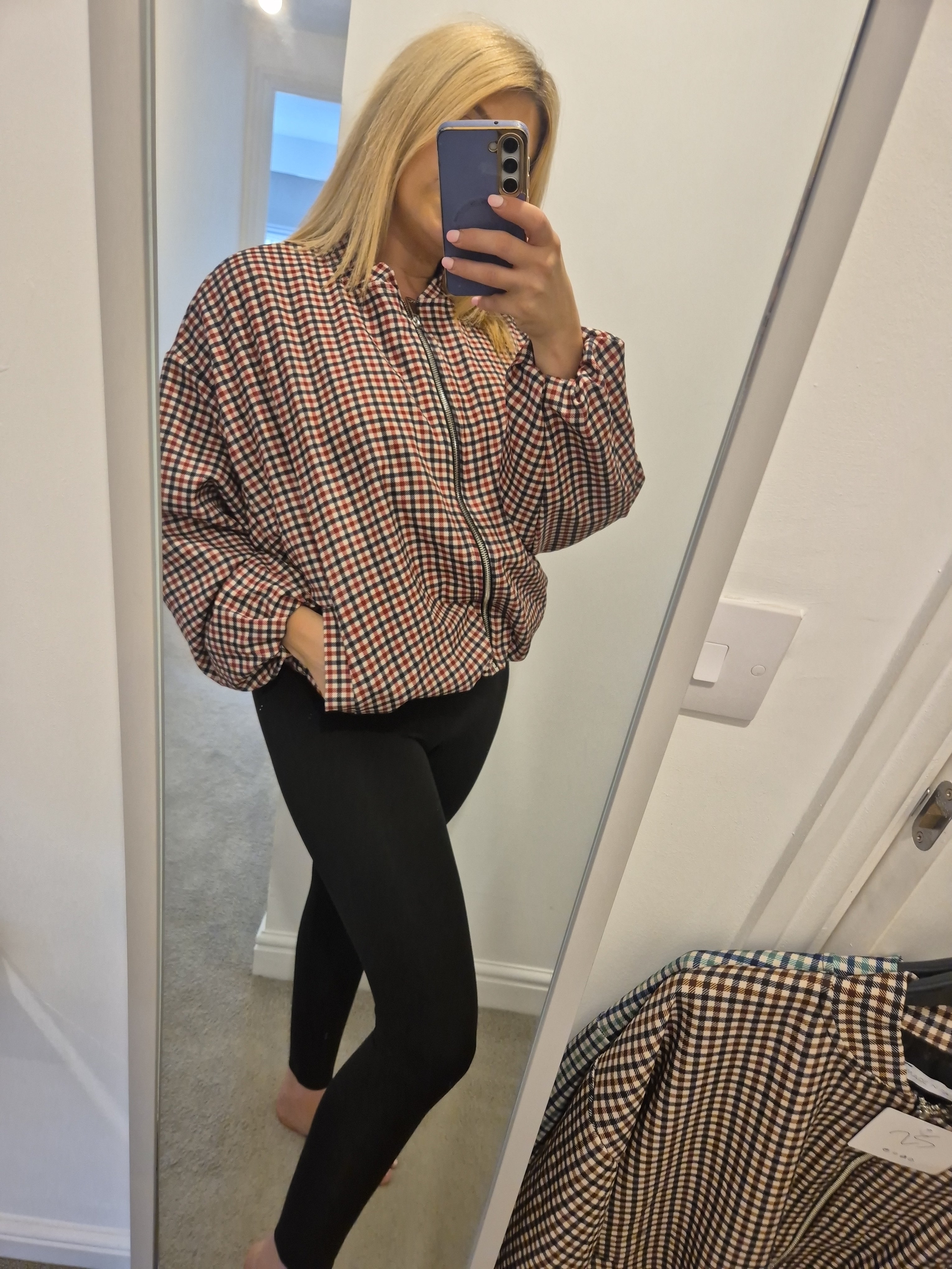 Checked Bomber Jacket One Size