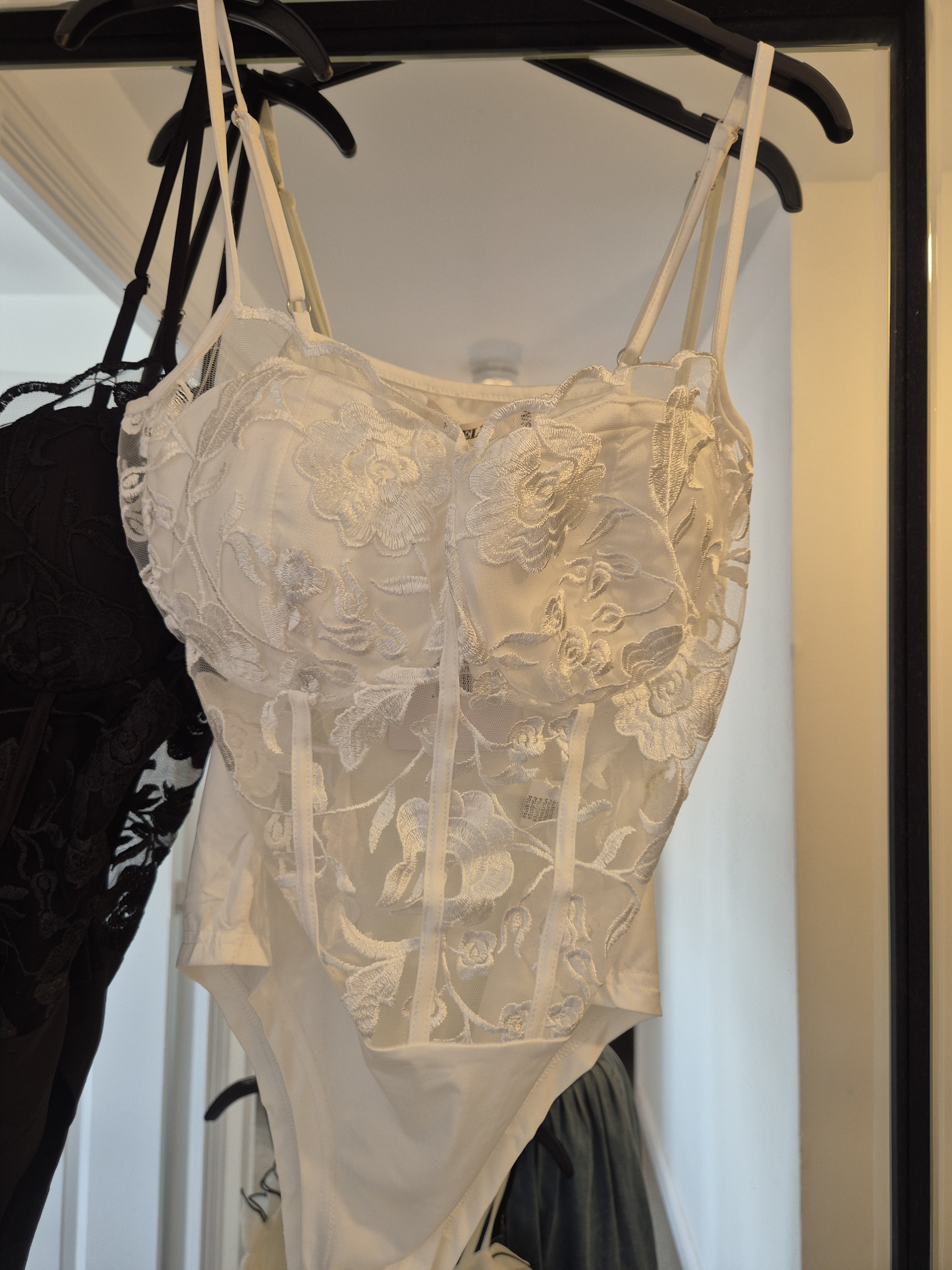 Flower Lace Body Suit Black