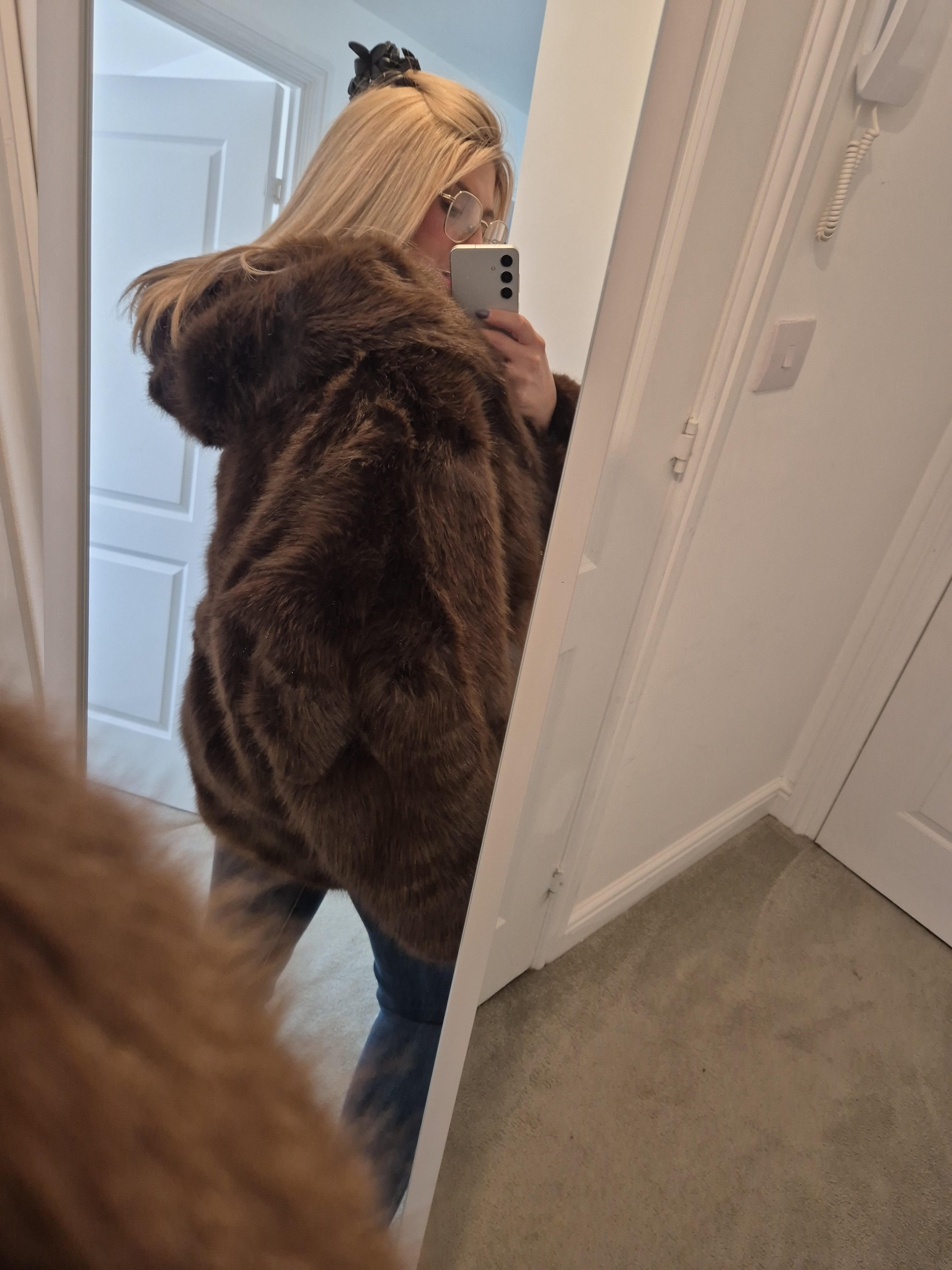 Faux Fur Jacket Chocolate