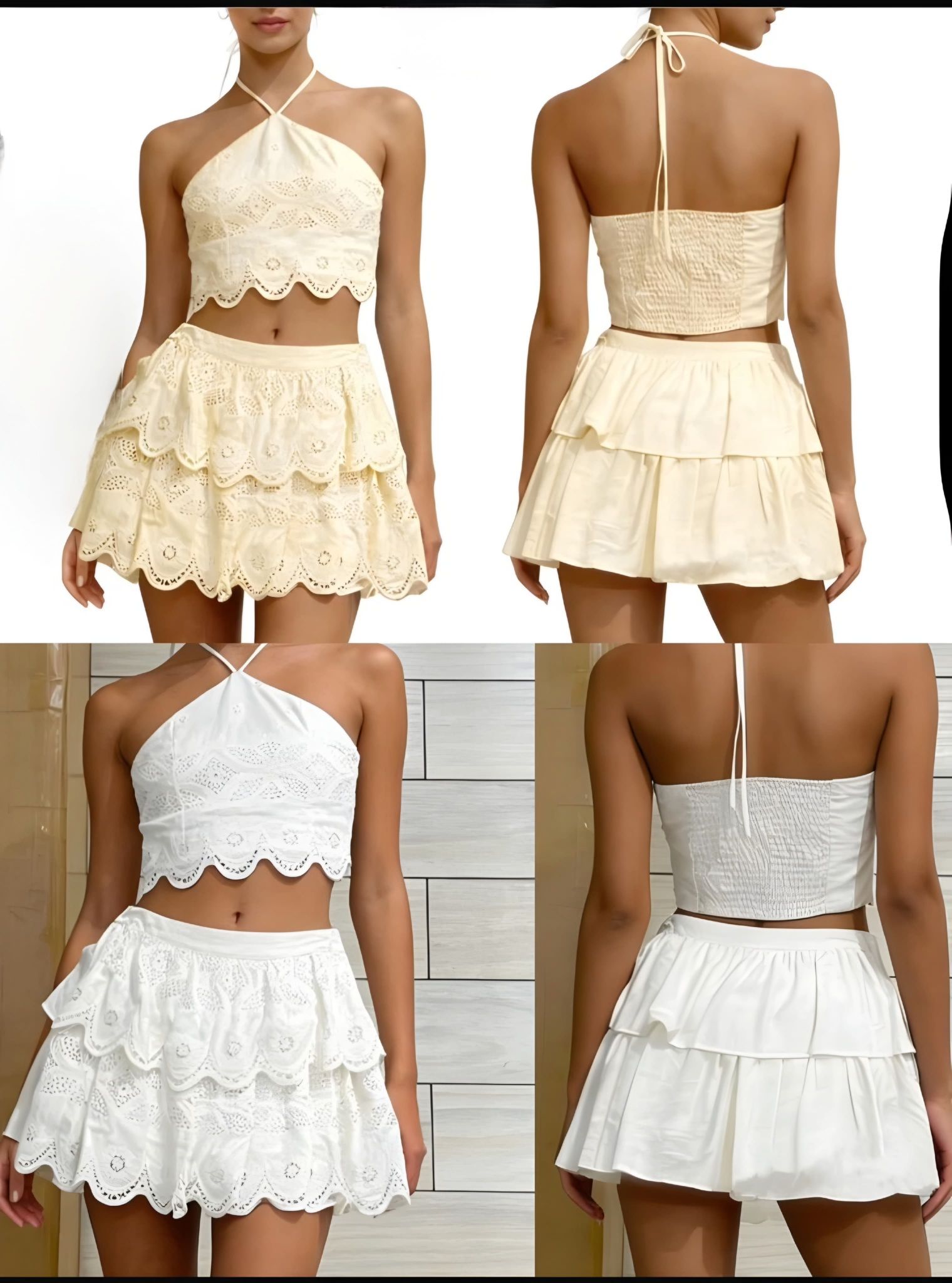 Ella Frill Skirt Set White