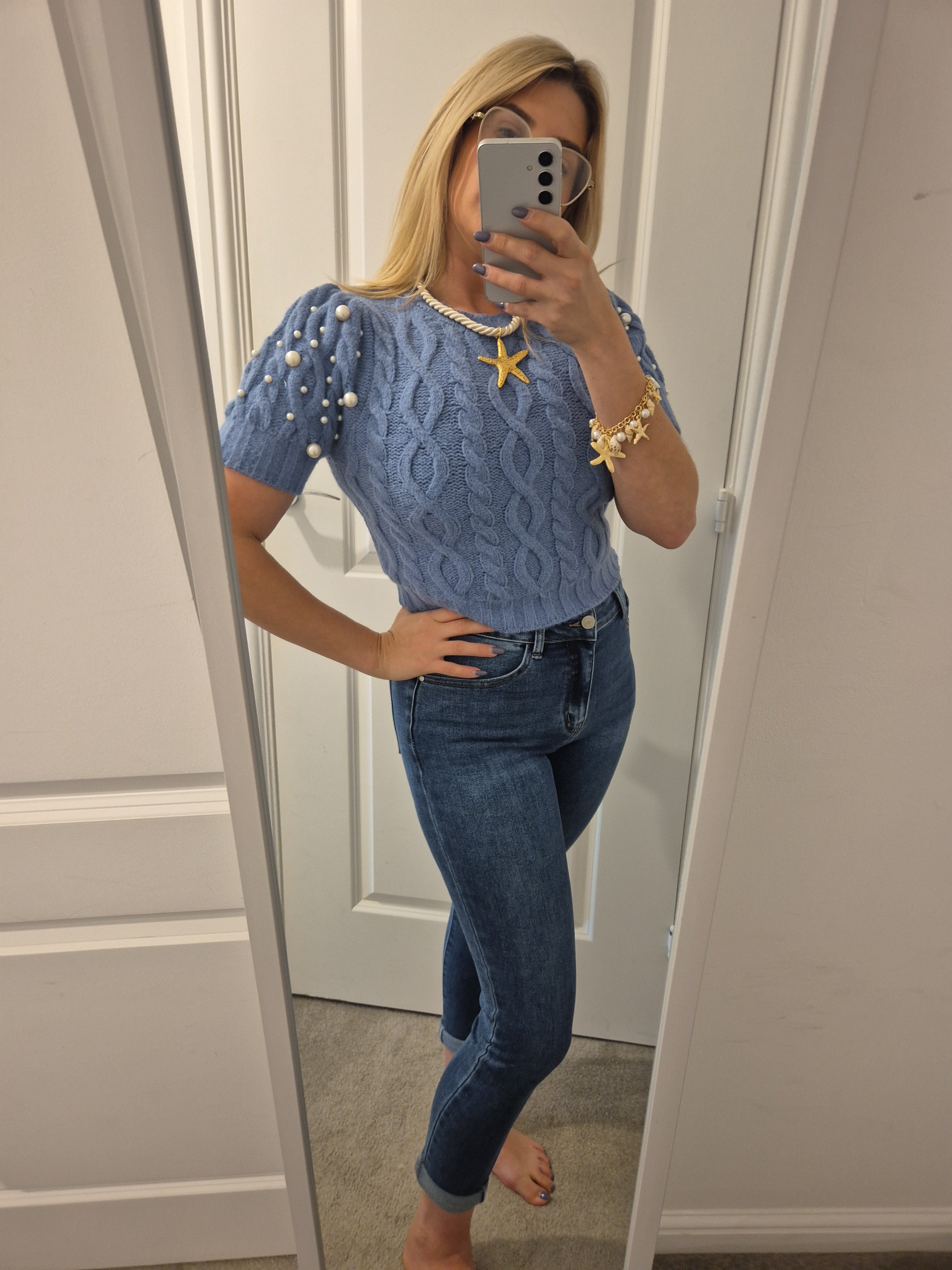 Pearl Top Powder Blue One Size