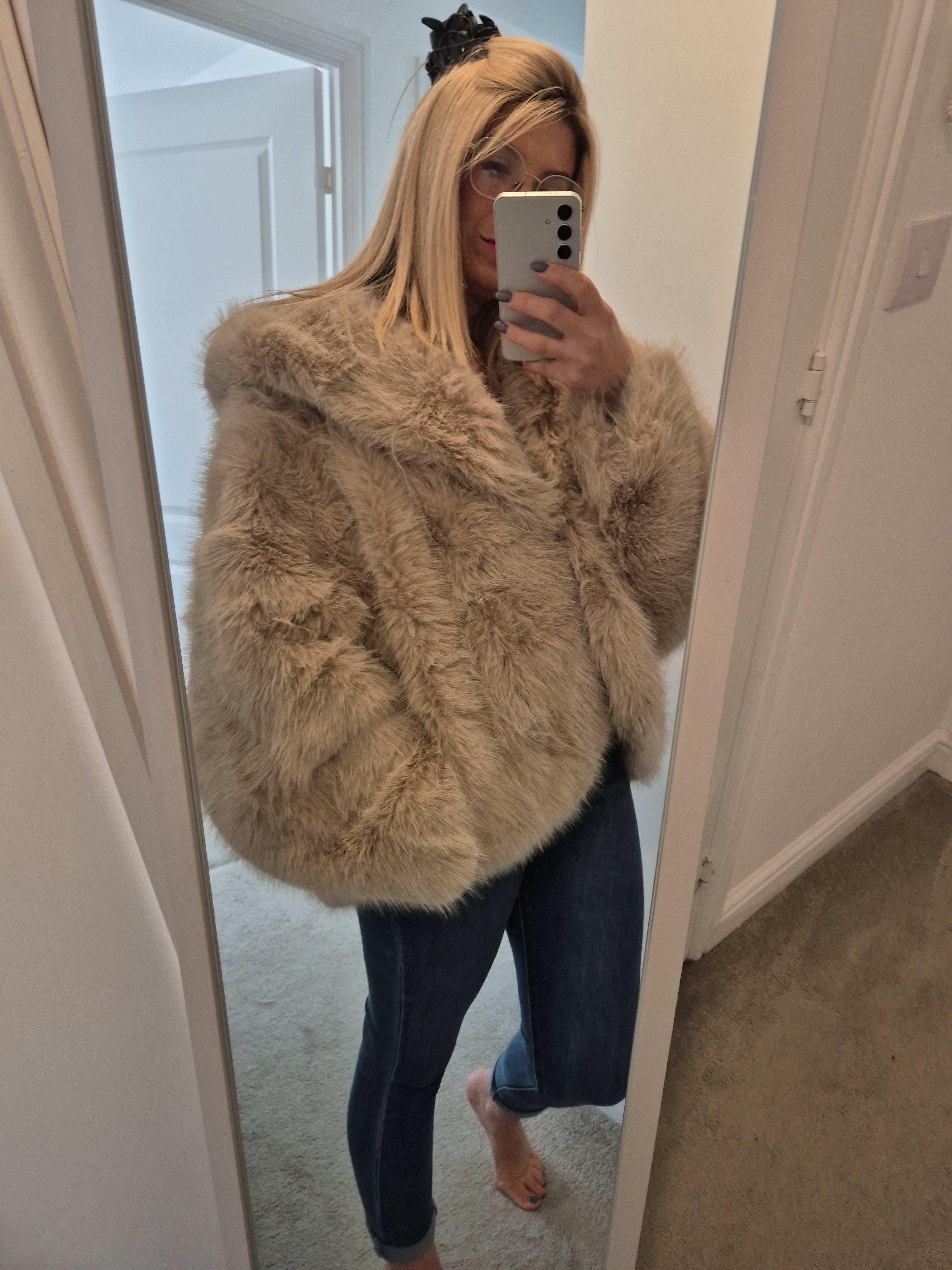 Faux Fur Jacket Beige