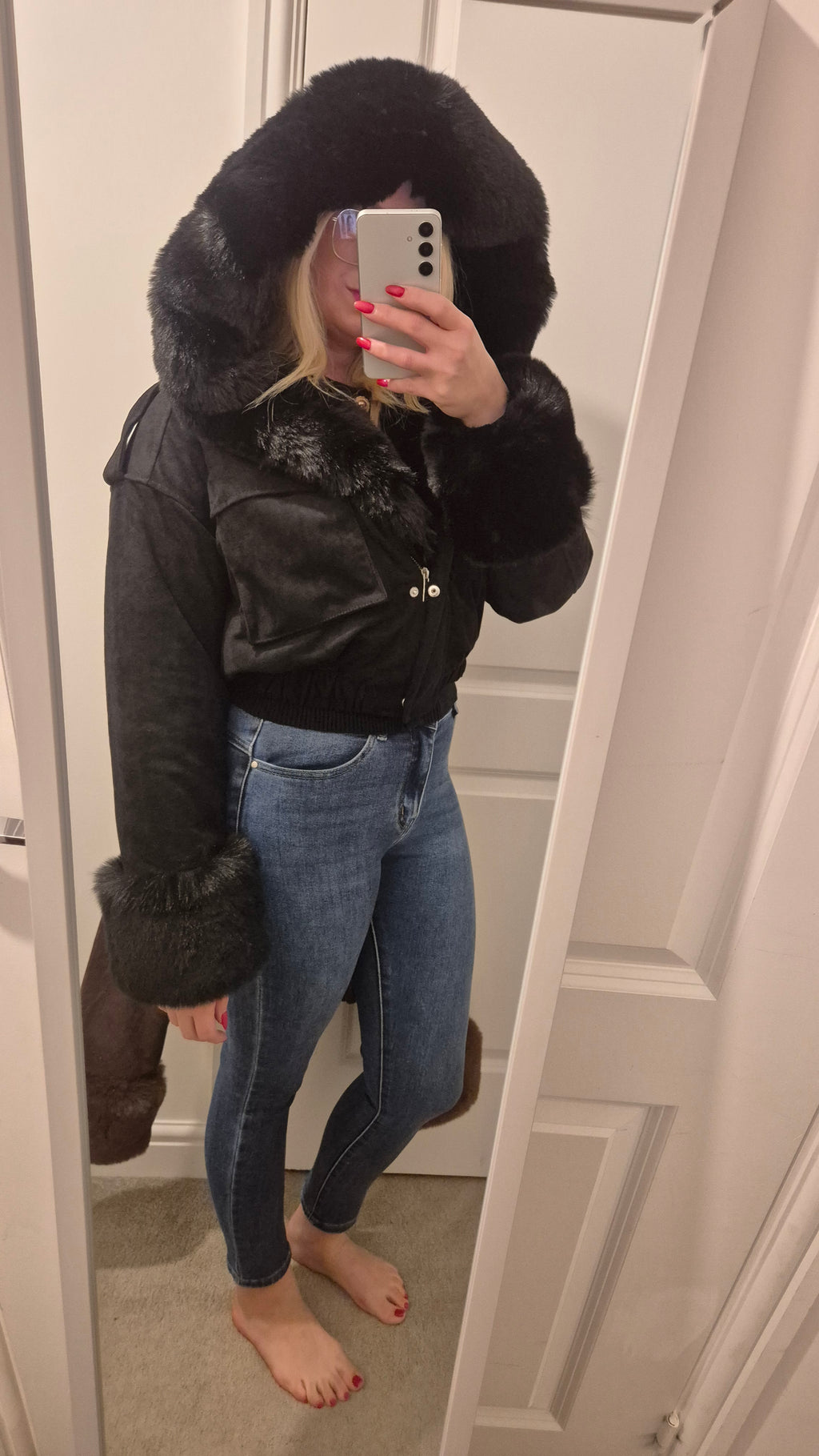Suede Faux Fur Jacket