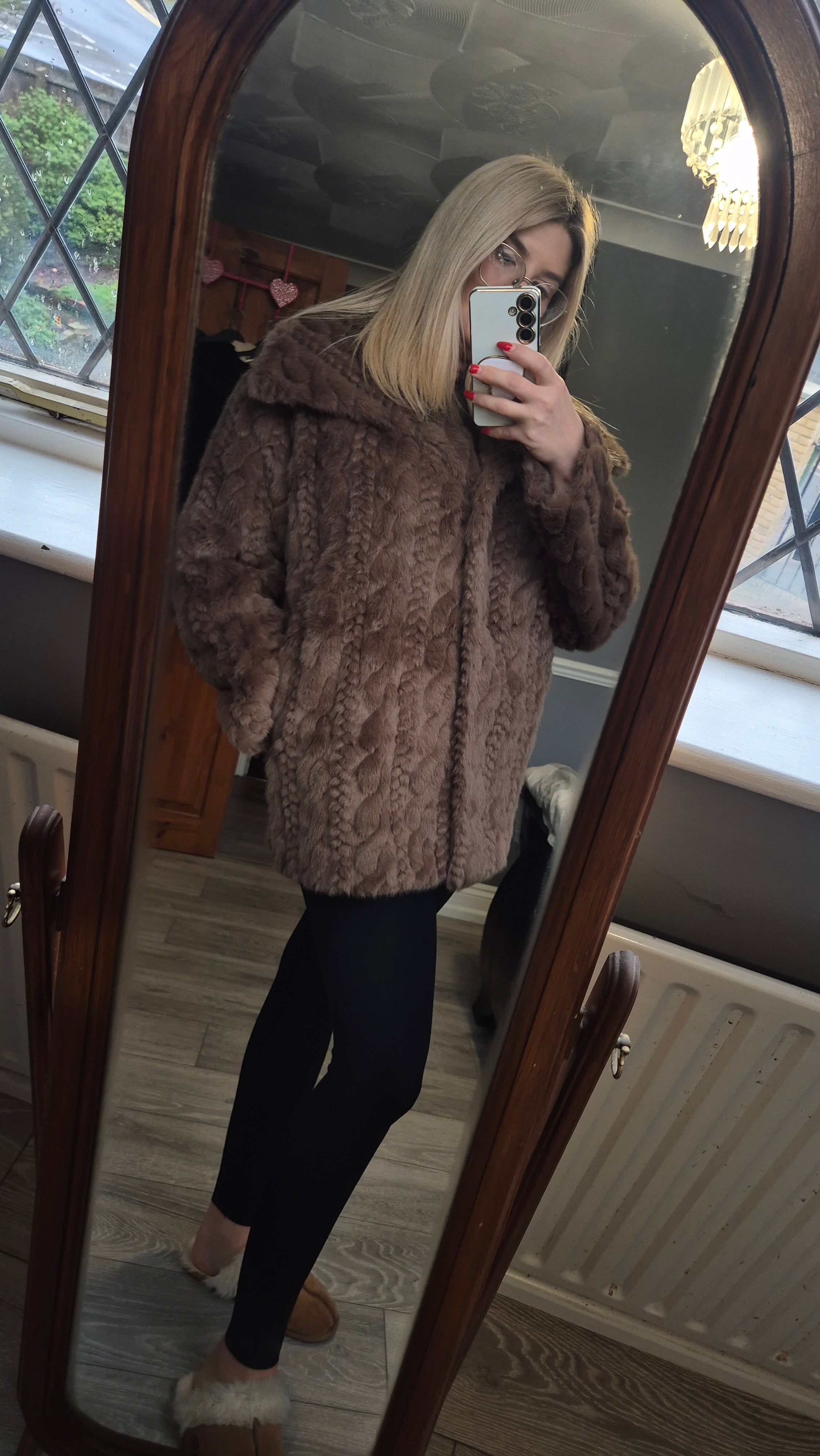 Cable Knit Faux Fur Jacket