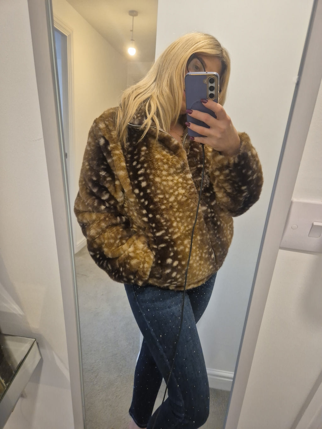 Faux Fur Jacket without Hood s/m 6-8