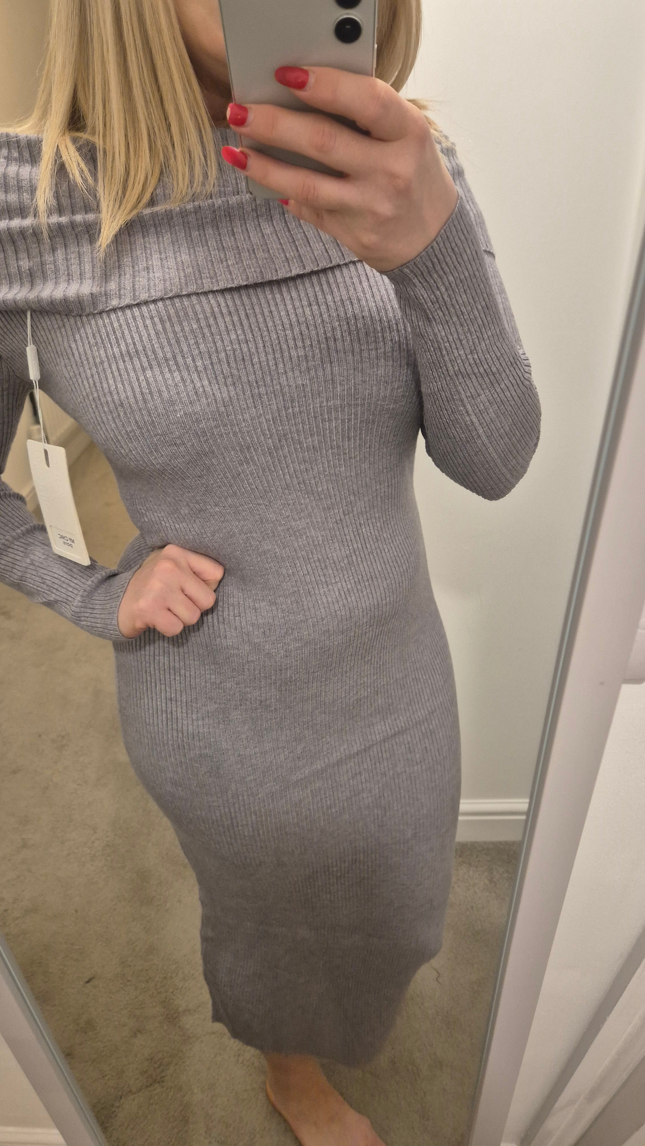 Off The Shoulder Knitted Dress