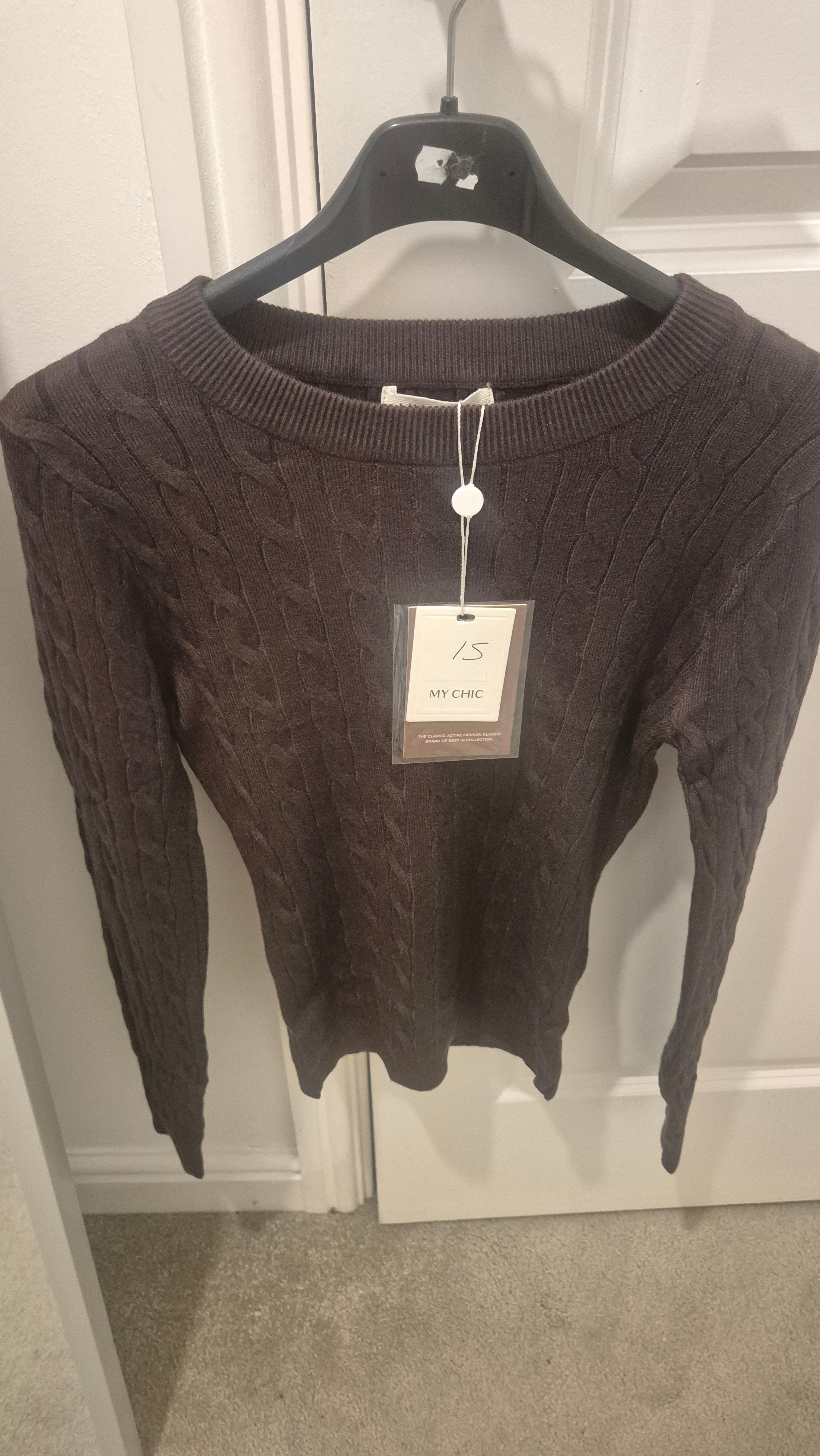 Knitted Cable Tie Print Top m/l