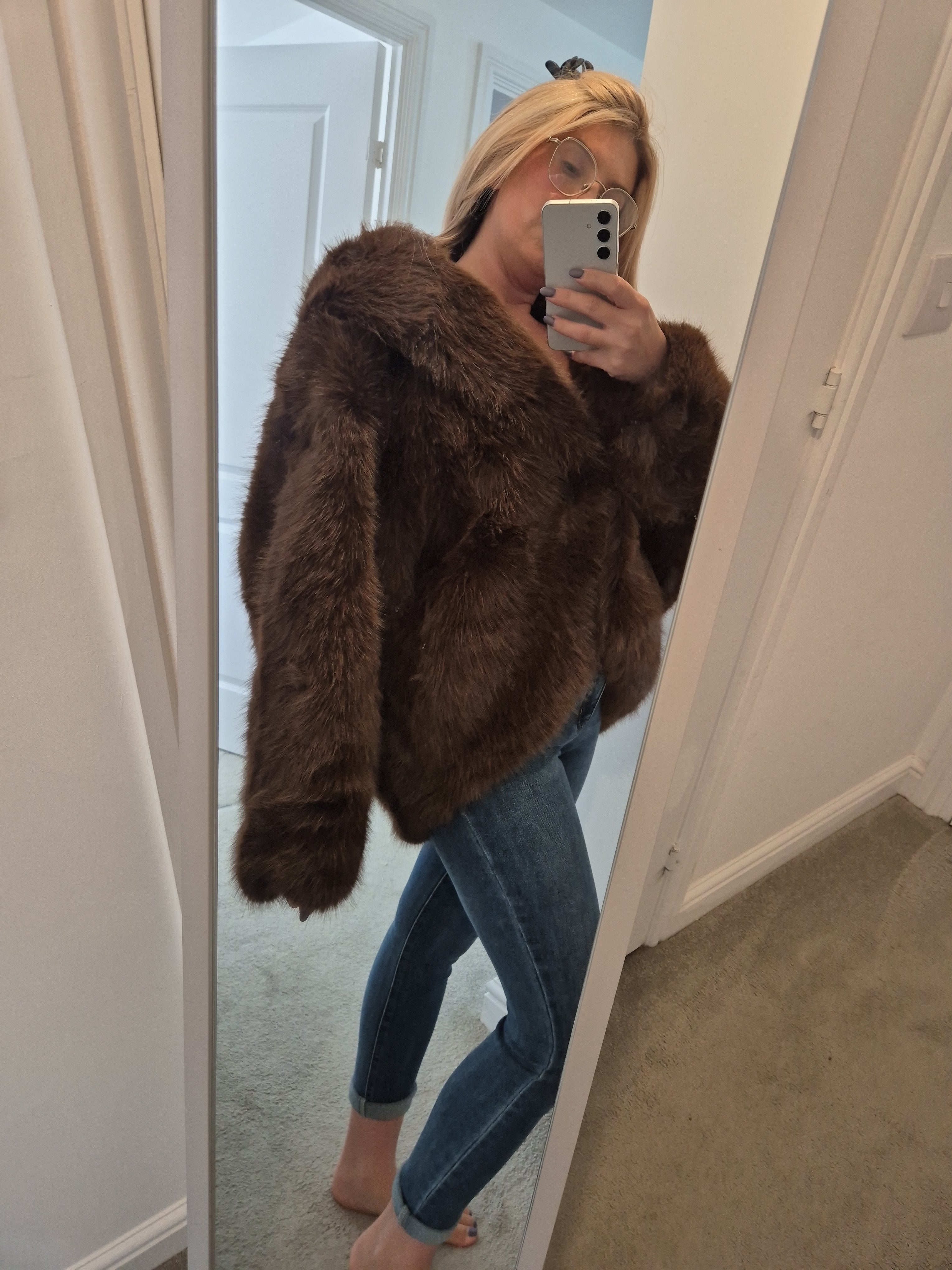 Faux Fur Jacket Chocolate