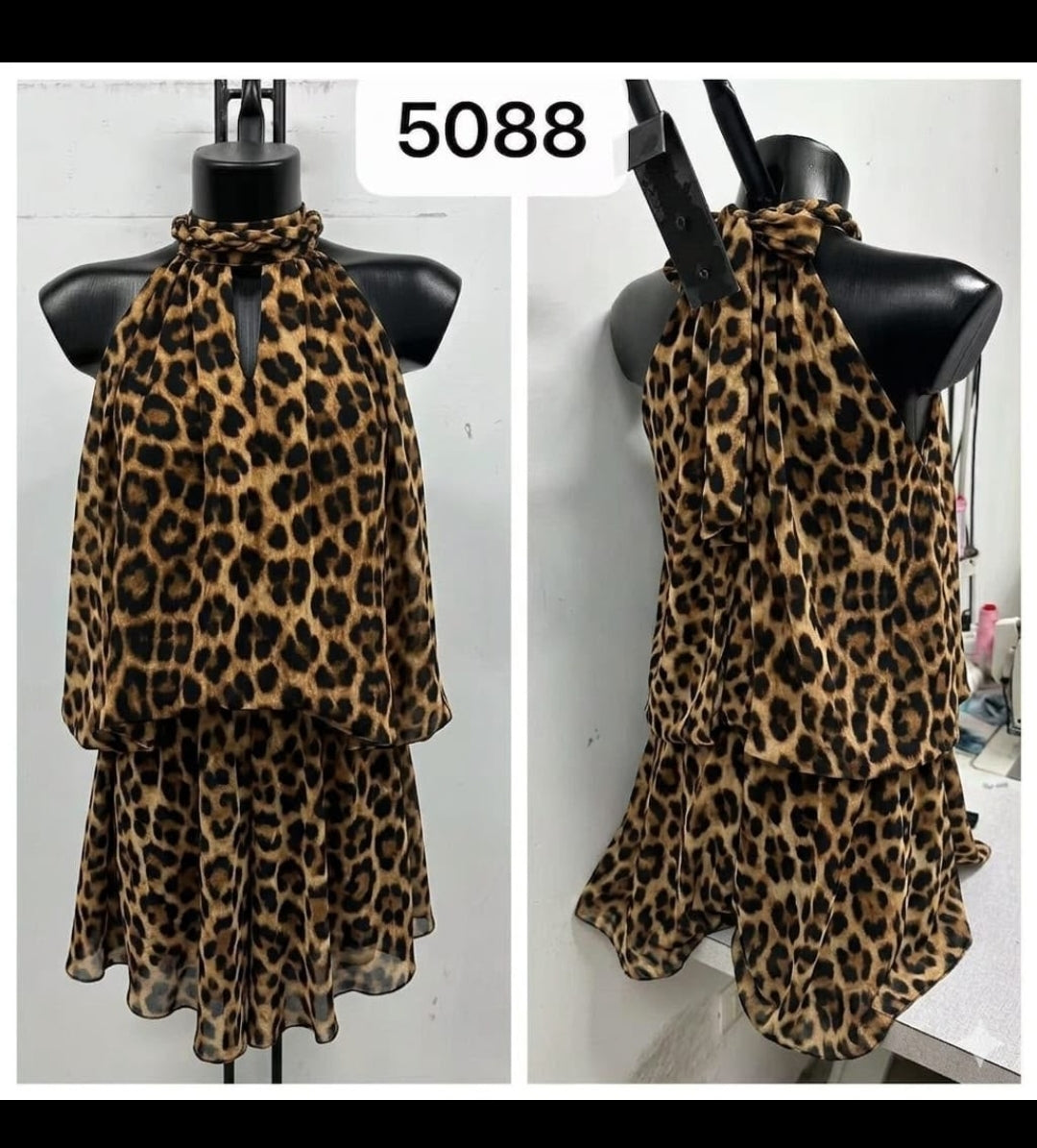 Leopard Chiffon Playsuit One Size