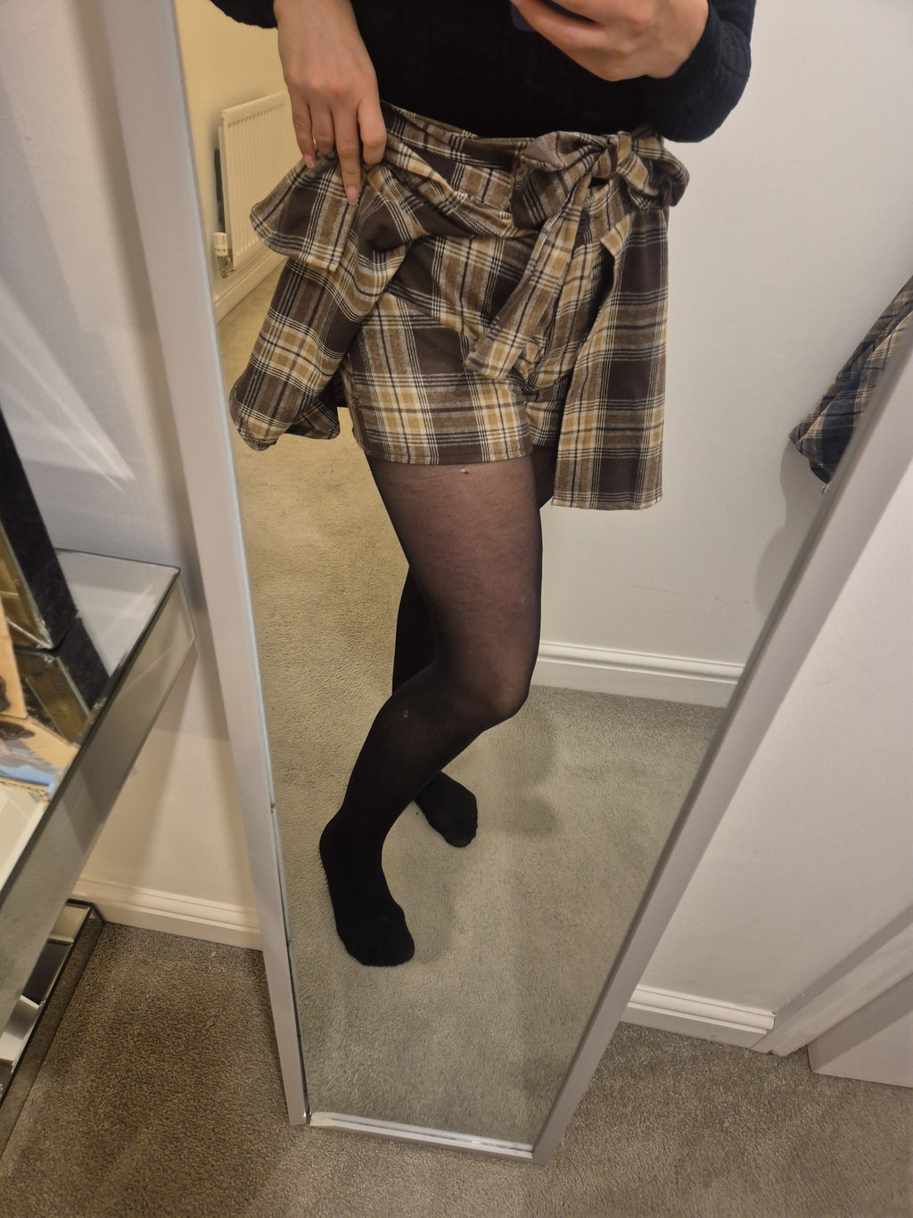 Skort Check Wrap Around One Size