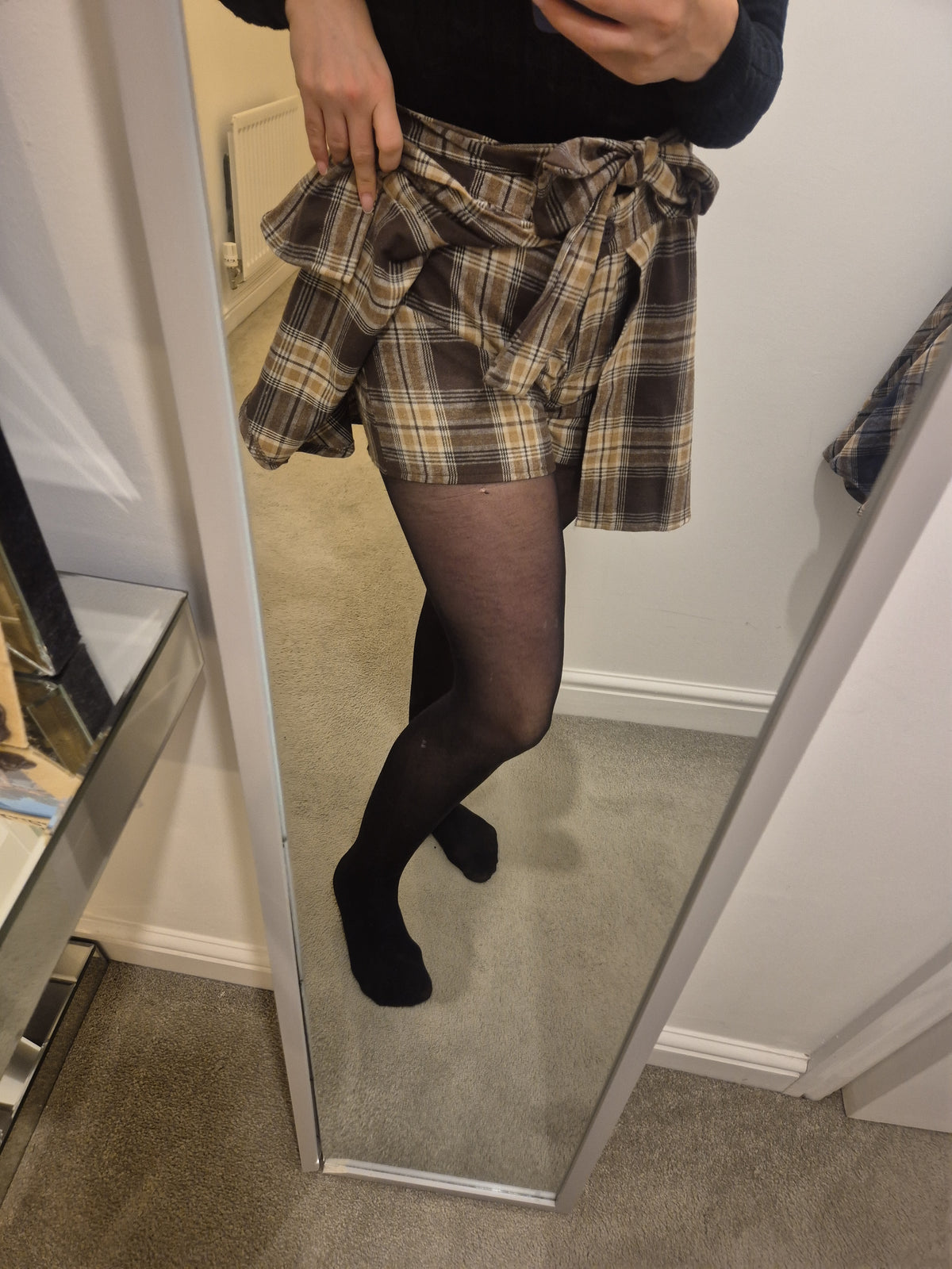 Skort Check Wrap Around One Size