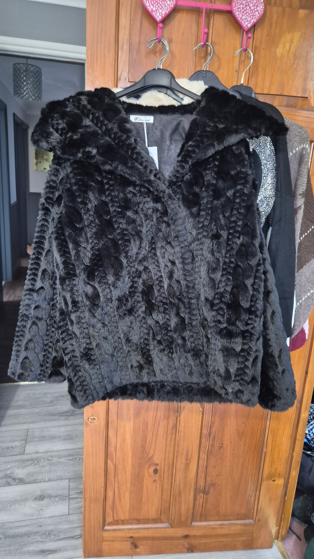 Cable Knit Faux Fur Jacket