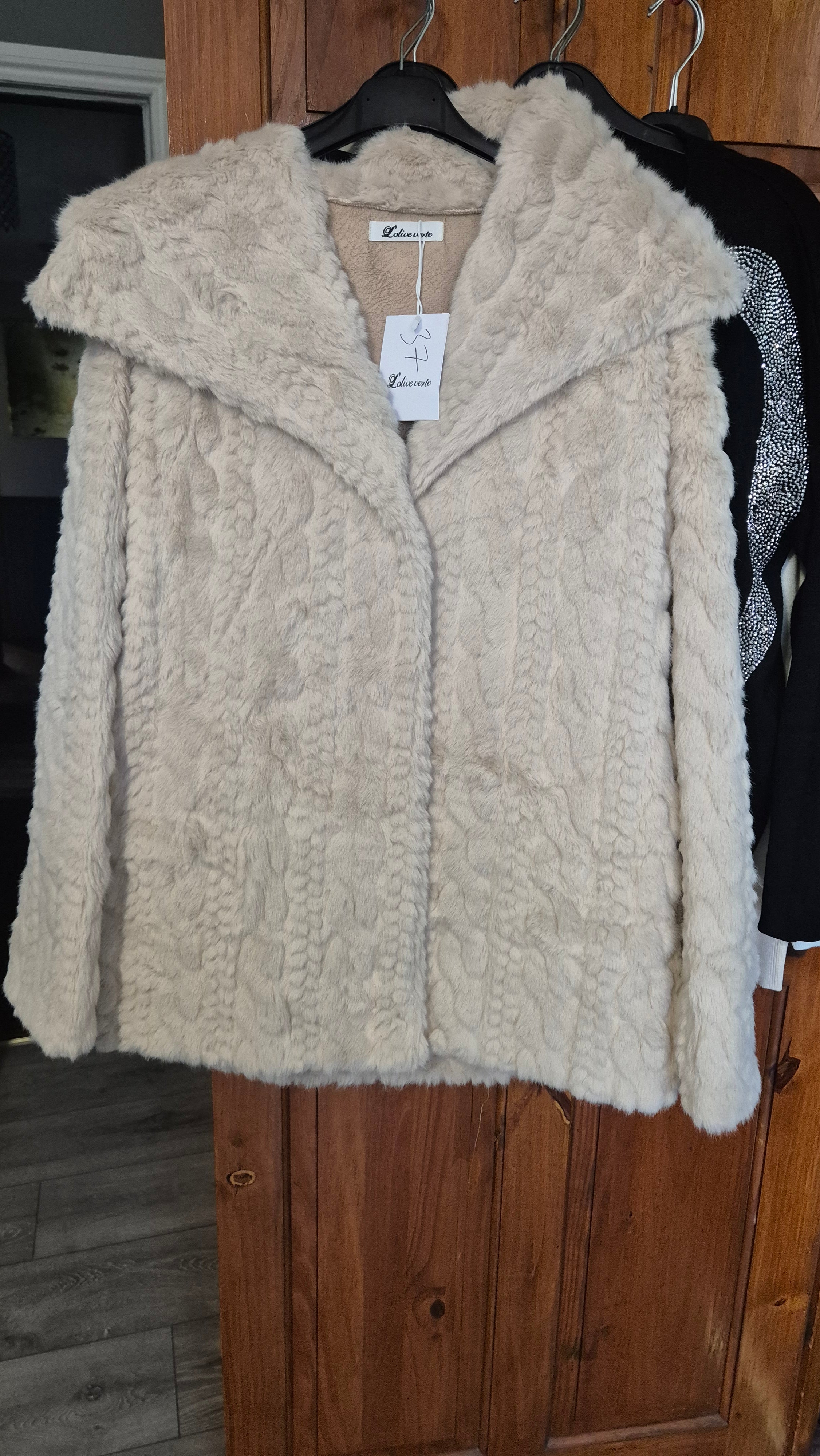 Cable Knit Faux Fur Jacket