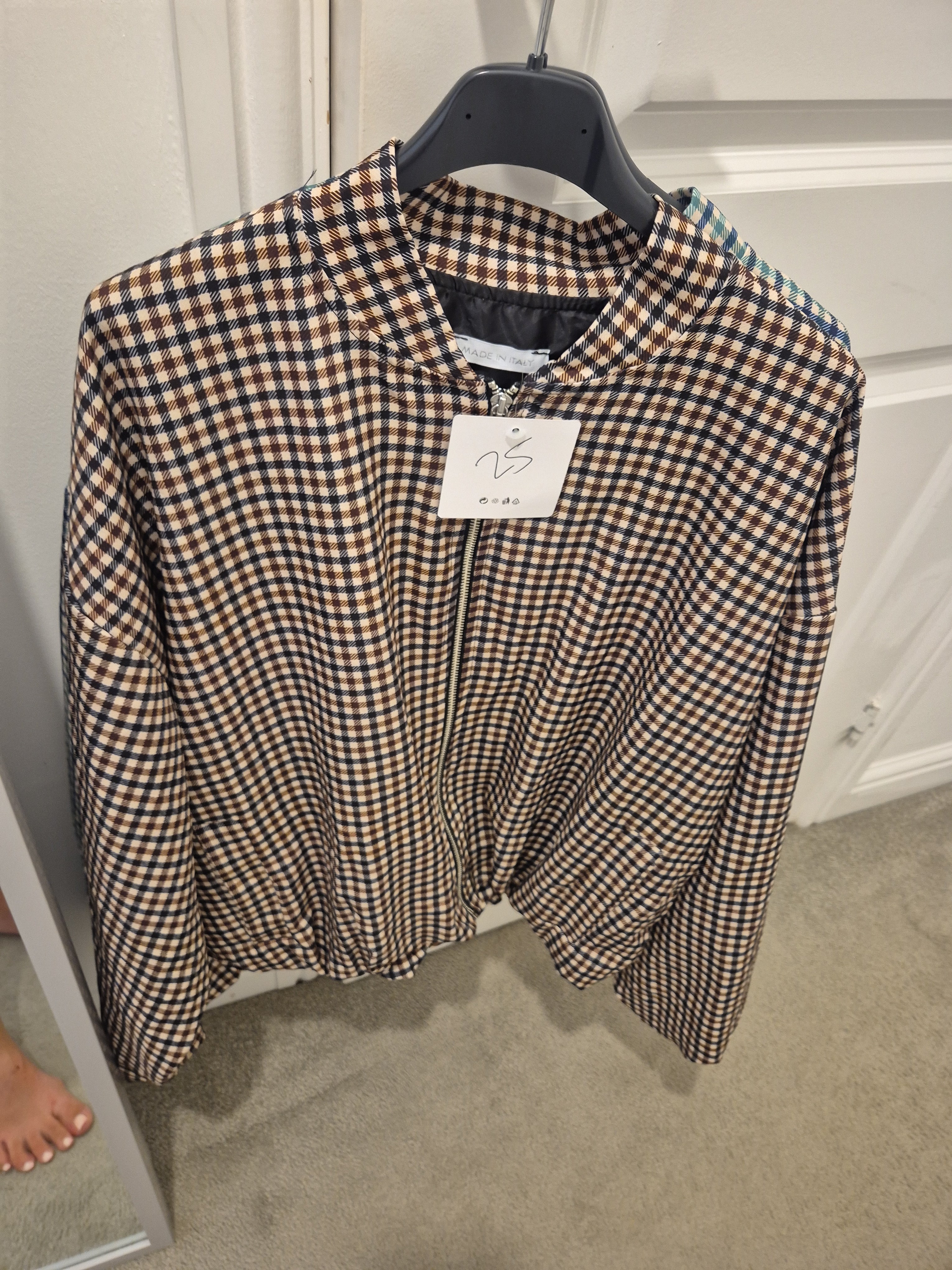 Checked Bomber Jacket One Size