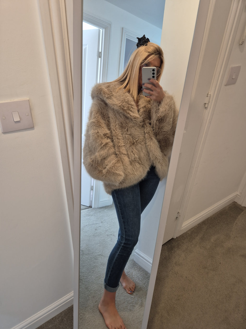 Faux Fur Jacket Beige