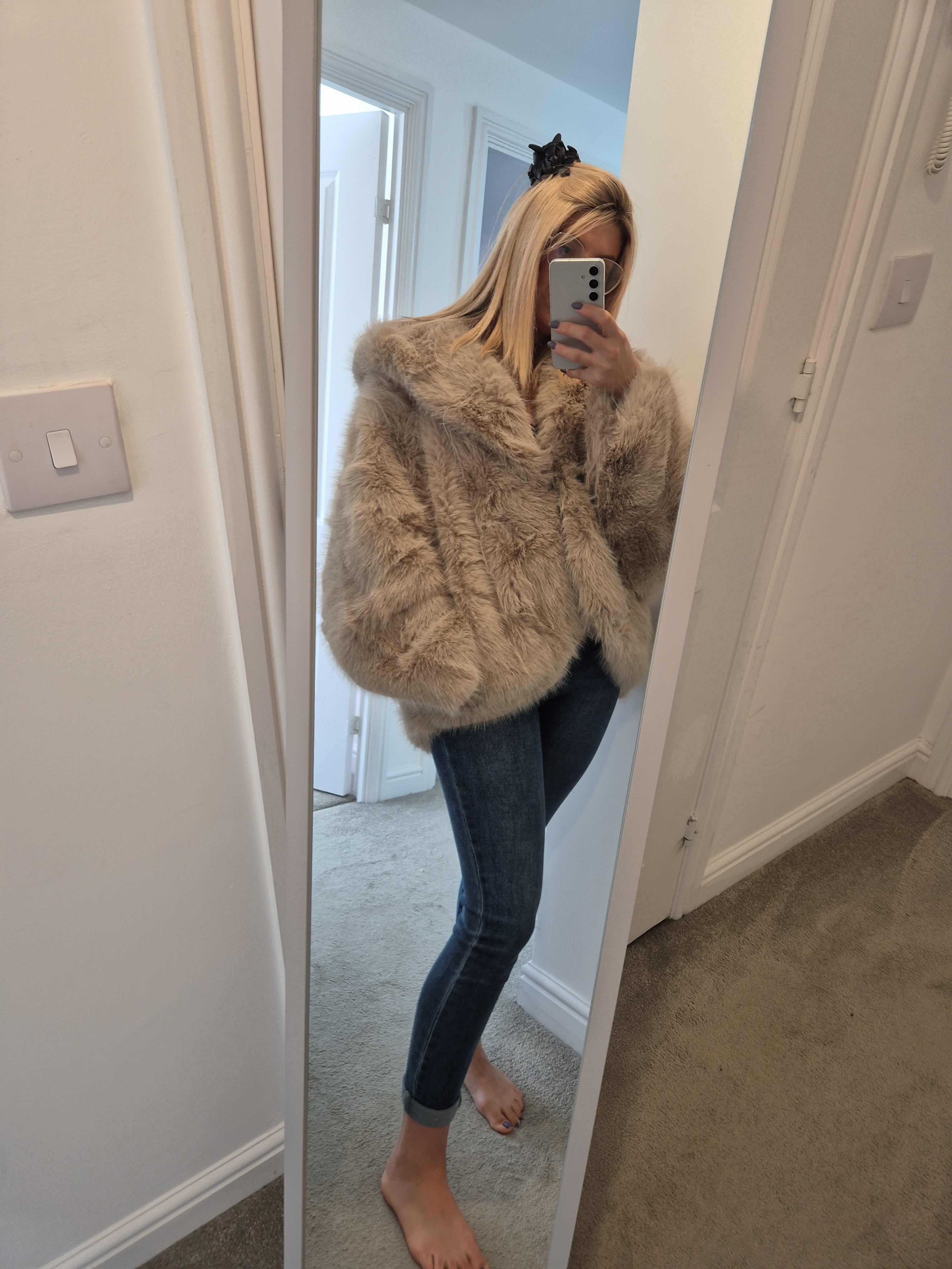 Faux Fur Jacket Beige