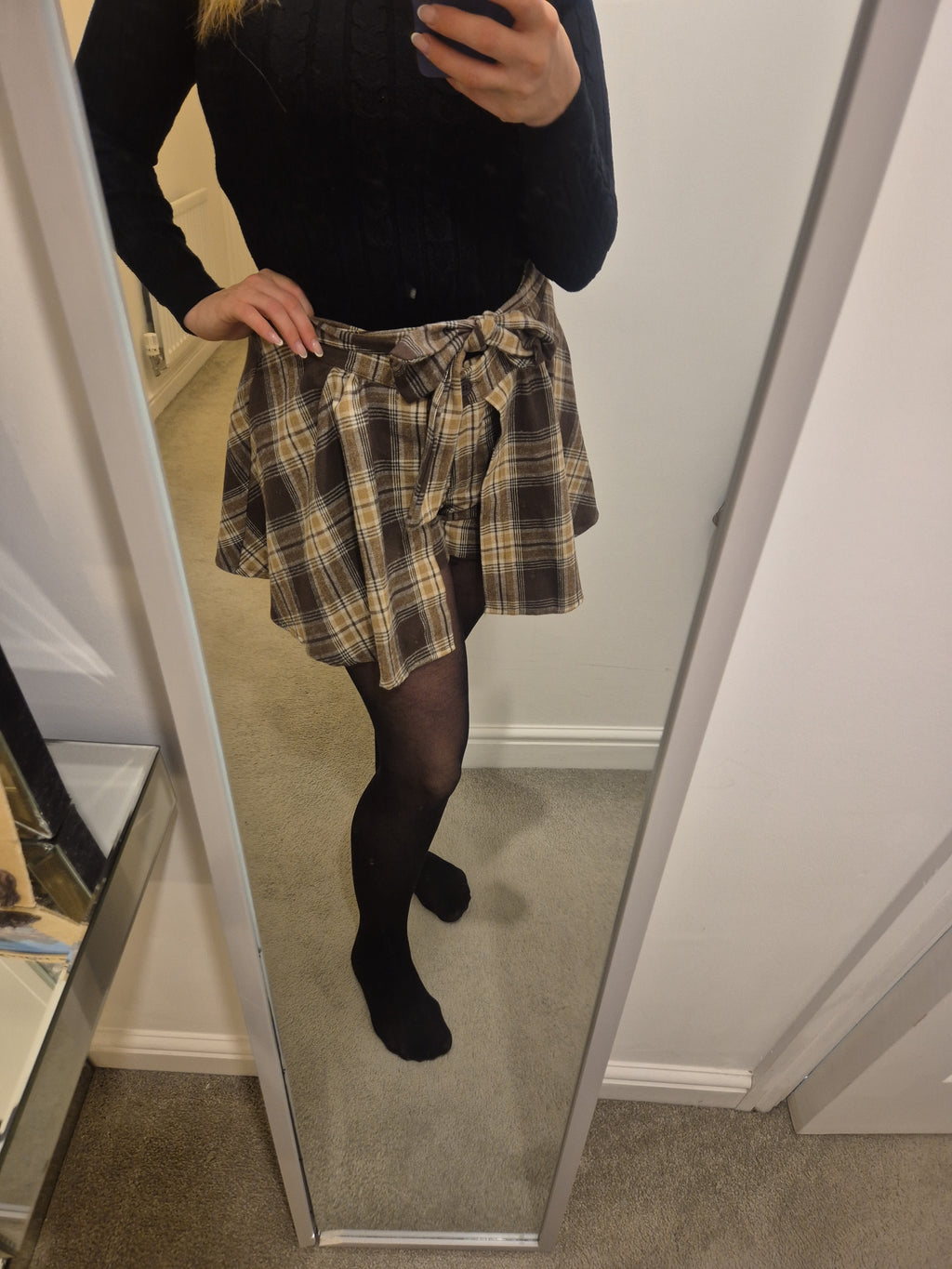 Skort Check Wrap Around One Size