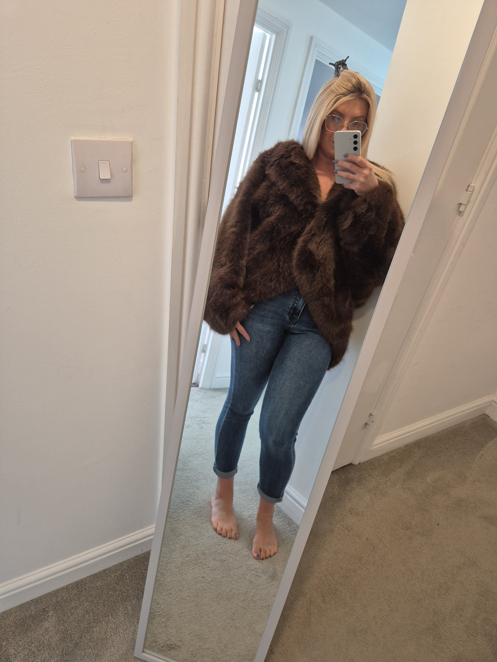 Faux Fur Jacket Chocolate