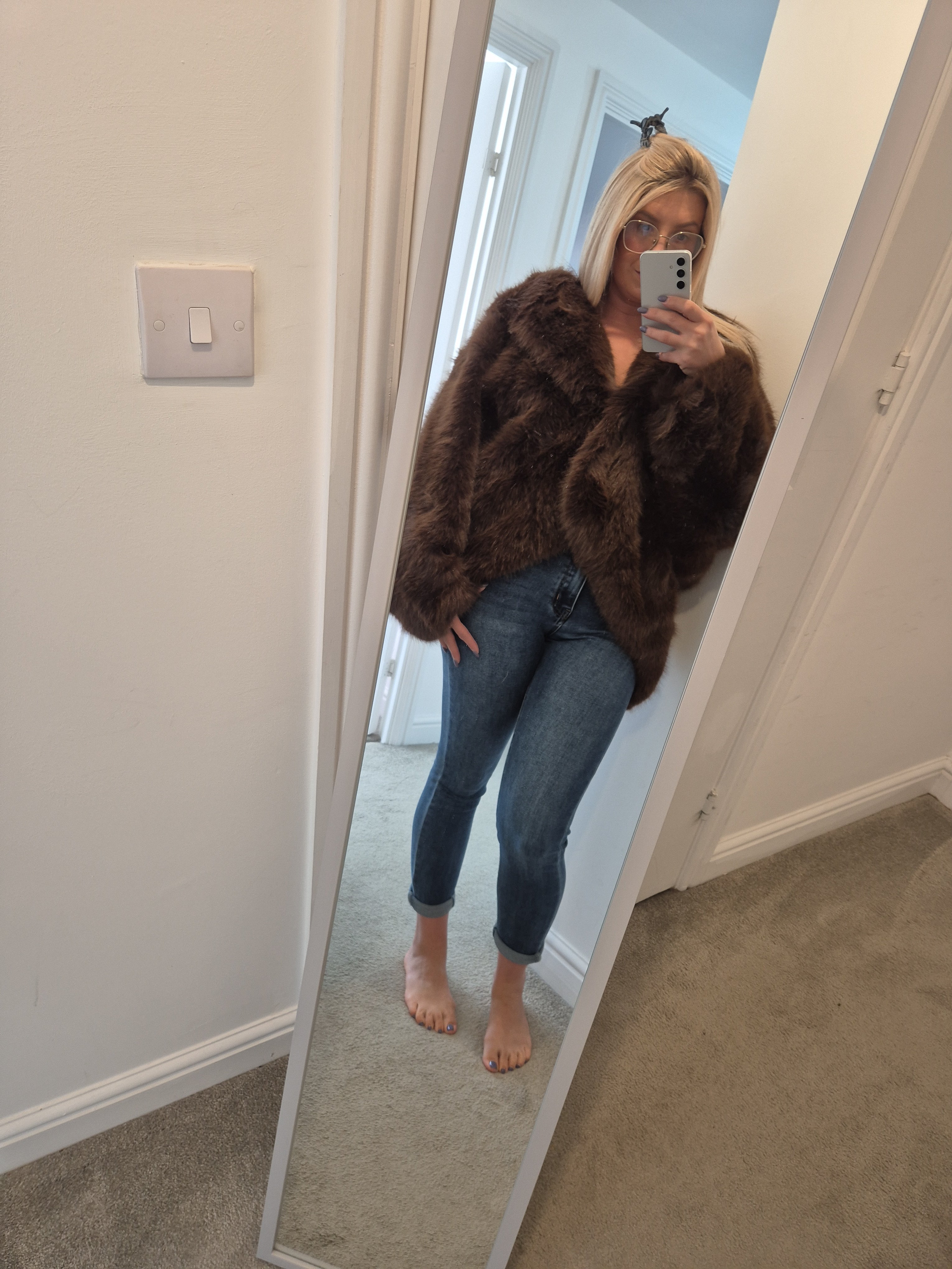 Faux Fur Jacket Chocolate