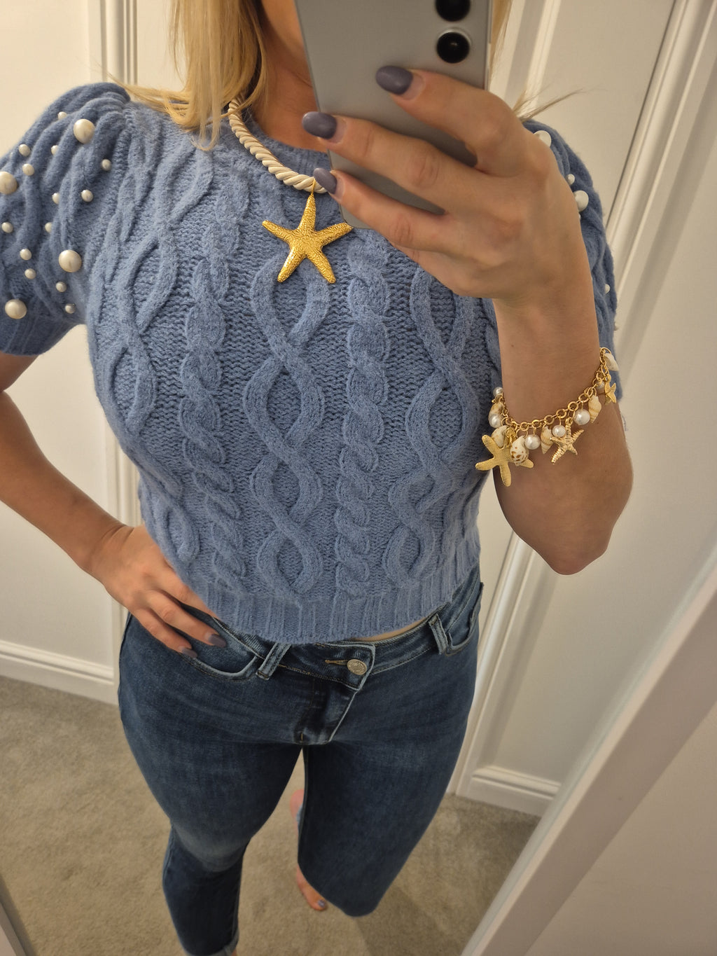 Pearl Top Powder Blue One Size