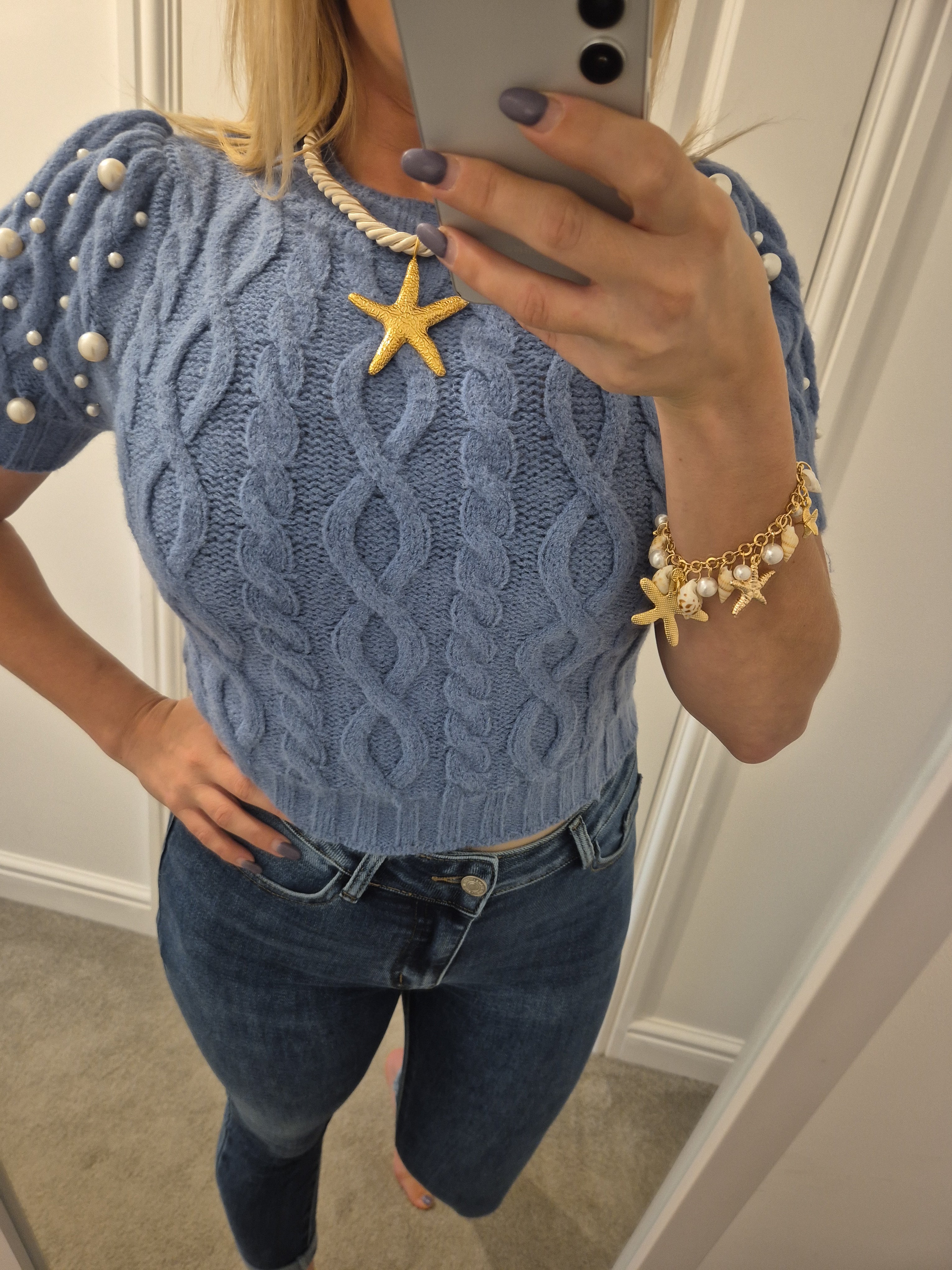 Pearl Top Powder Blue One Size