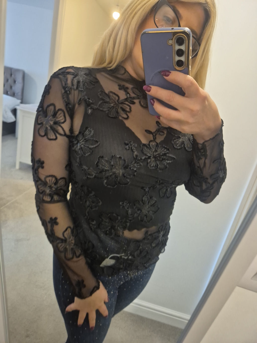 Mesh Flower Top One Size